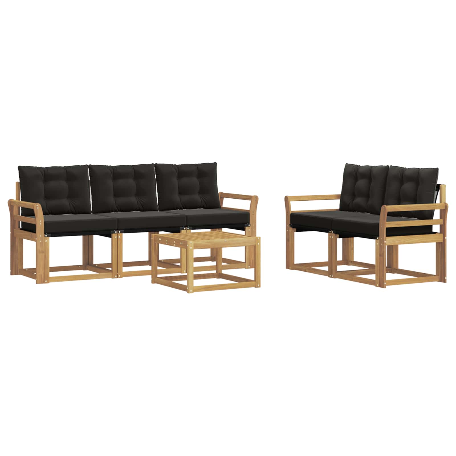 Set vanjskih sofa s jastukom 6 pcs Bijela i crna