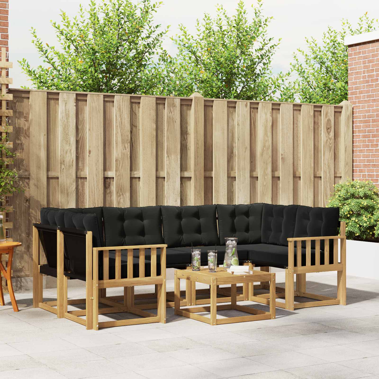 Set vanjskih sofa s jastukom 7 pcs Bijela i crna
