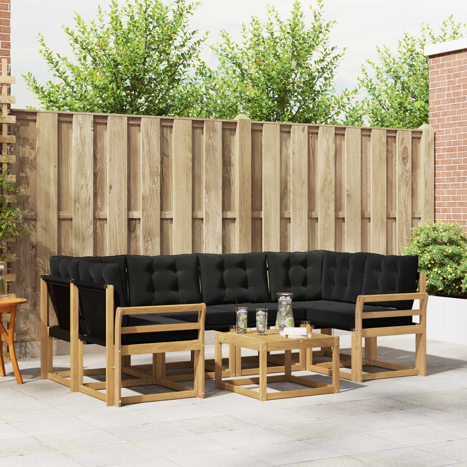 Set vanjskih sofa s jastukom 7 pcs Bijela i crna