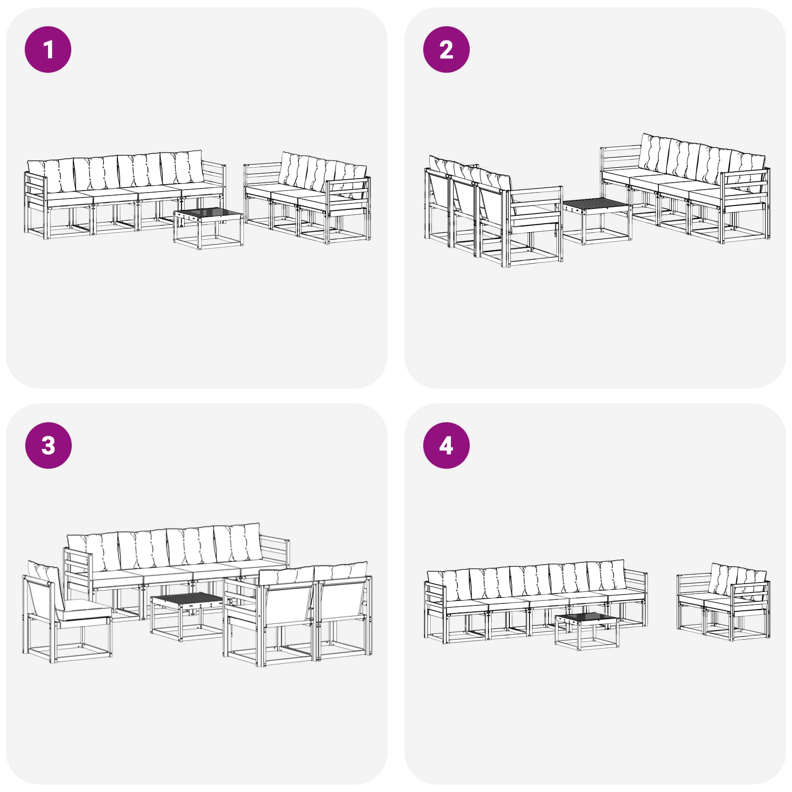 Set vanjskih sofa s jastukom 8 pcs Bijela i bež