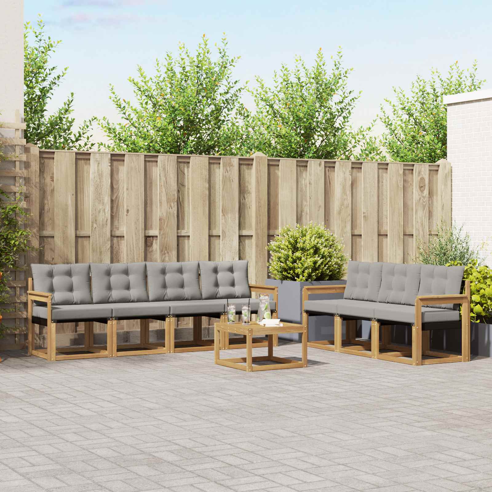 Set vanjskih sofa s jastukom 8 pcs Bijela i svjetlosiva