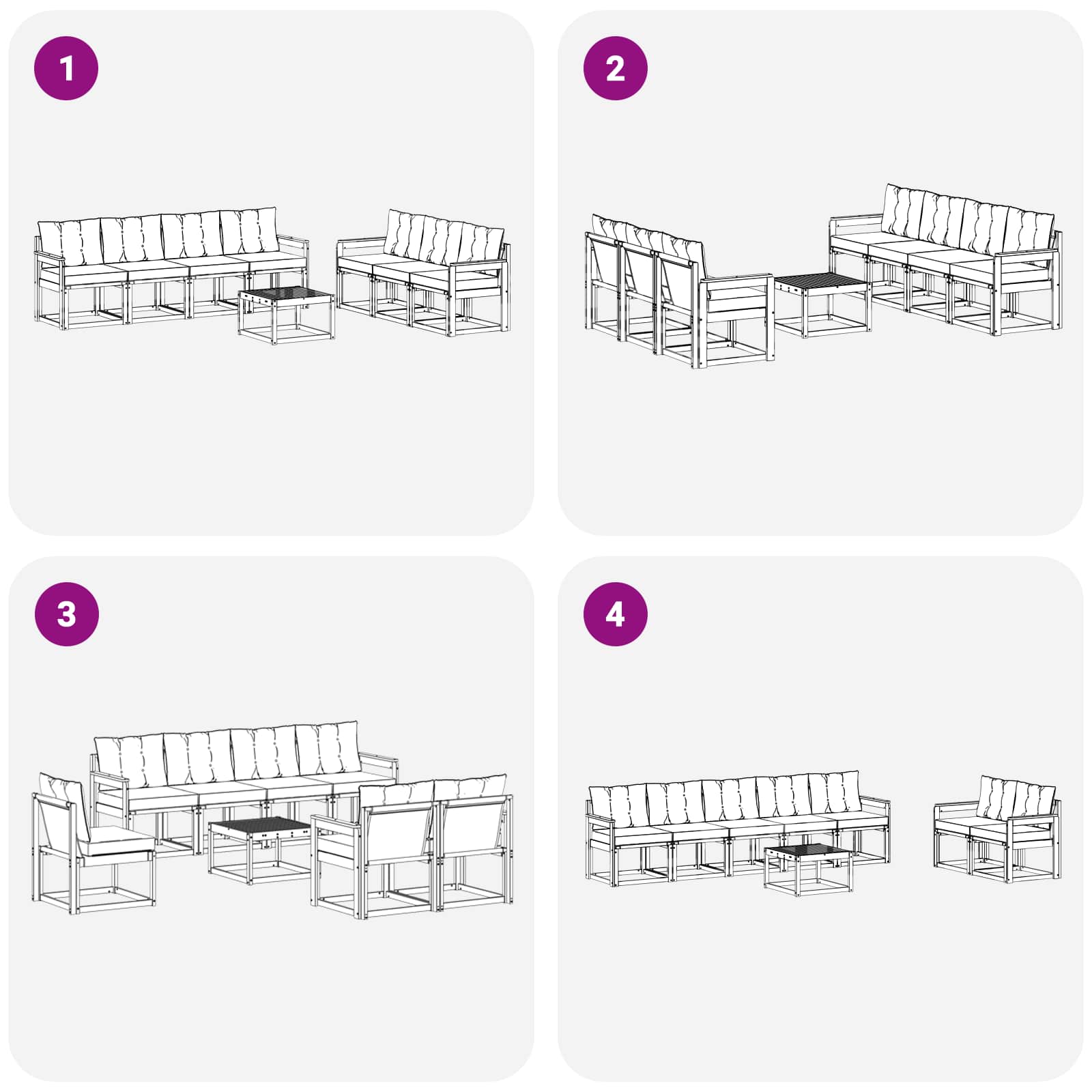 Set vanjskih sofa s jastukom 8 pcs Bijela i bež