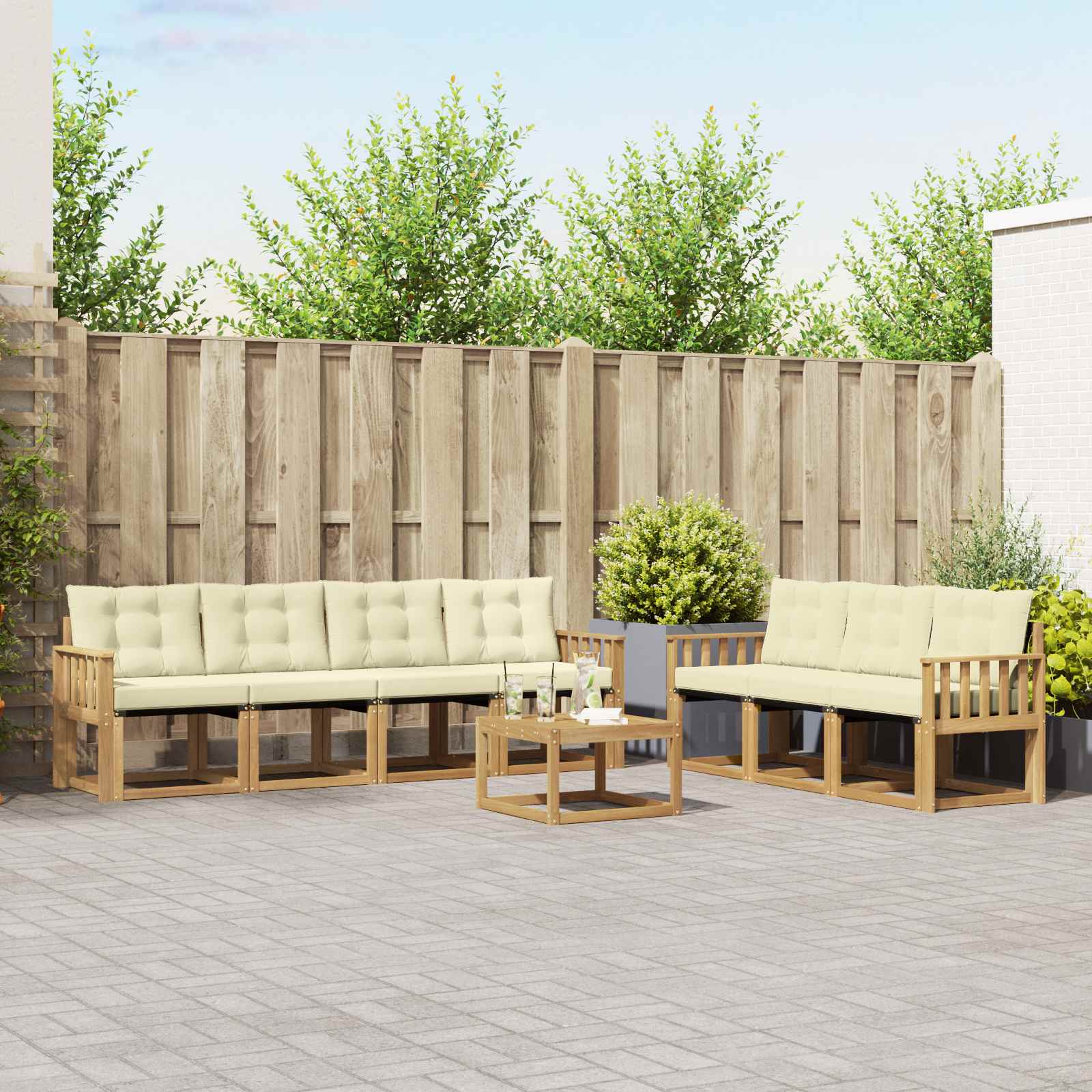 Set vanjskih sofa s jastukom 8 pcs Bijela i krem