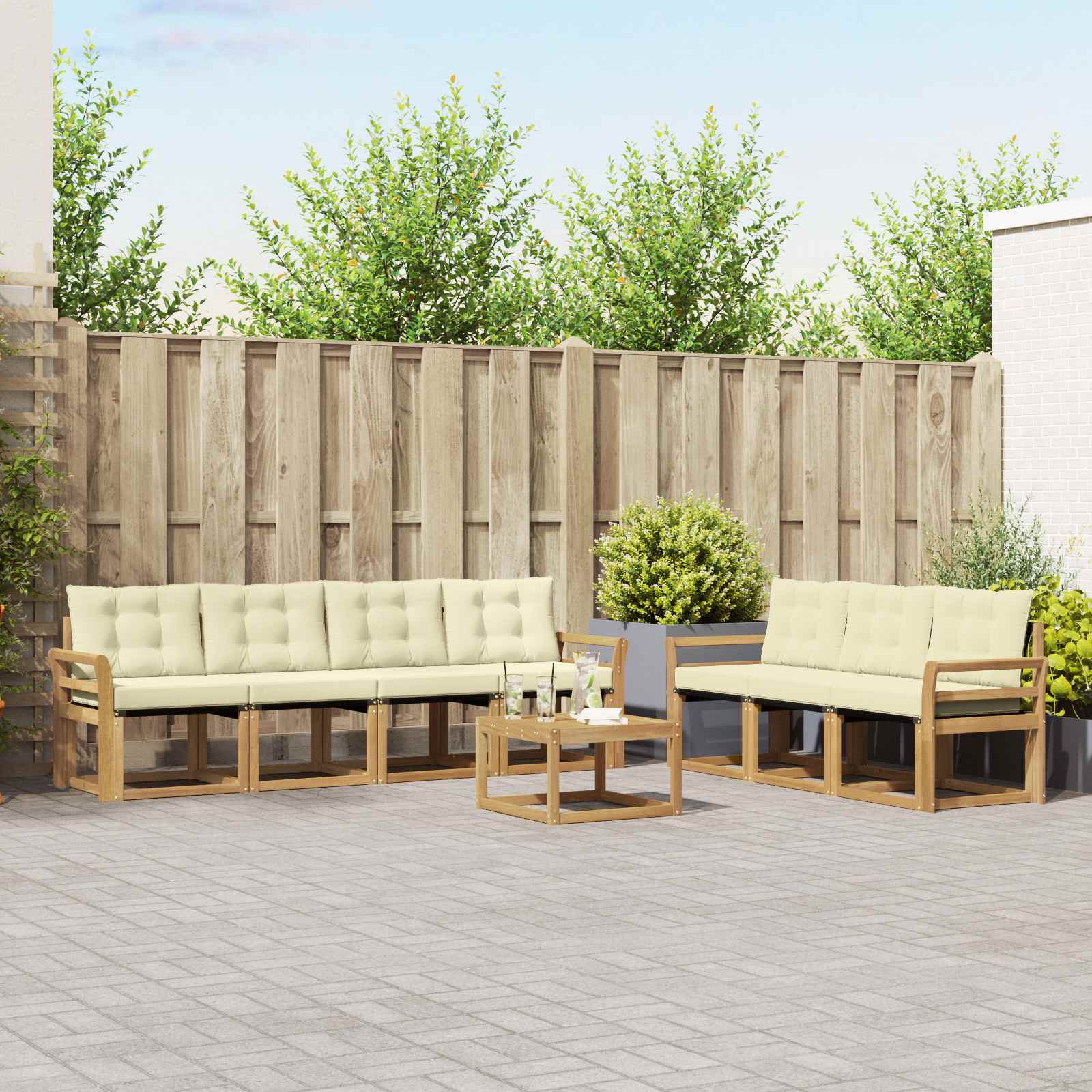 Set vanjskih sofa s jastukom 8 pcs Bijela i krem