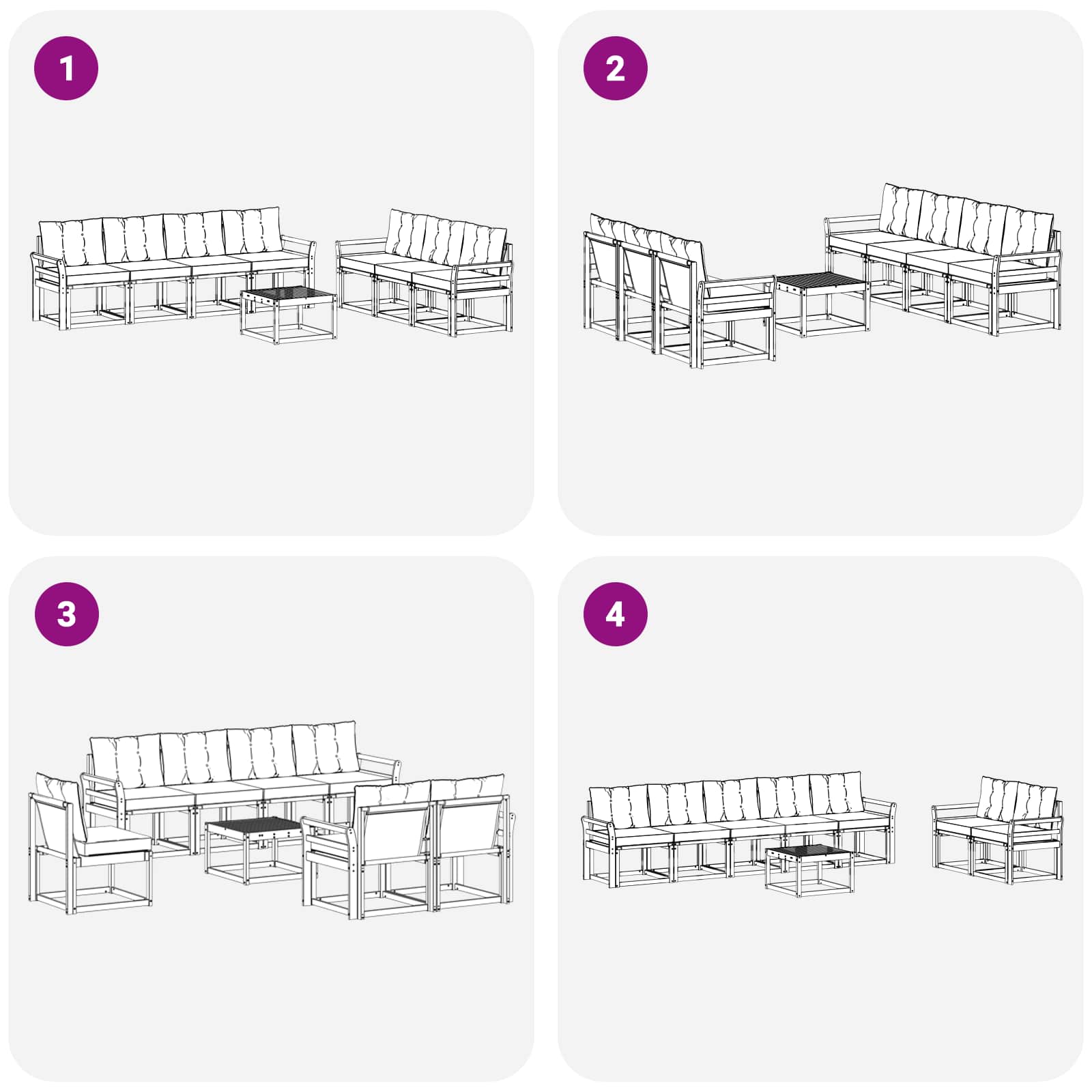 Set vanjskih sofa s jastukom 8 pcs Bijela i bež
