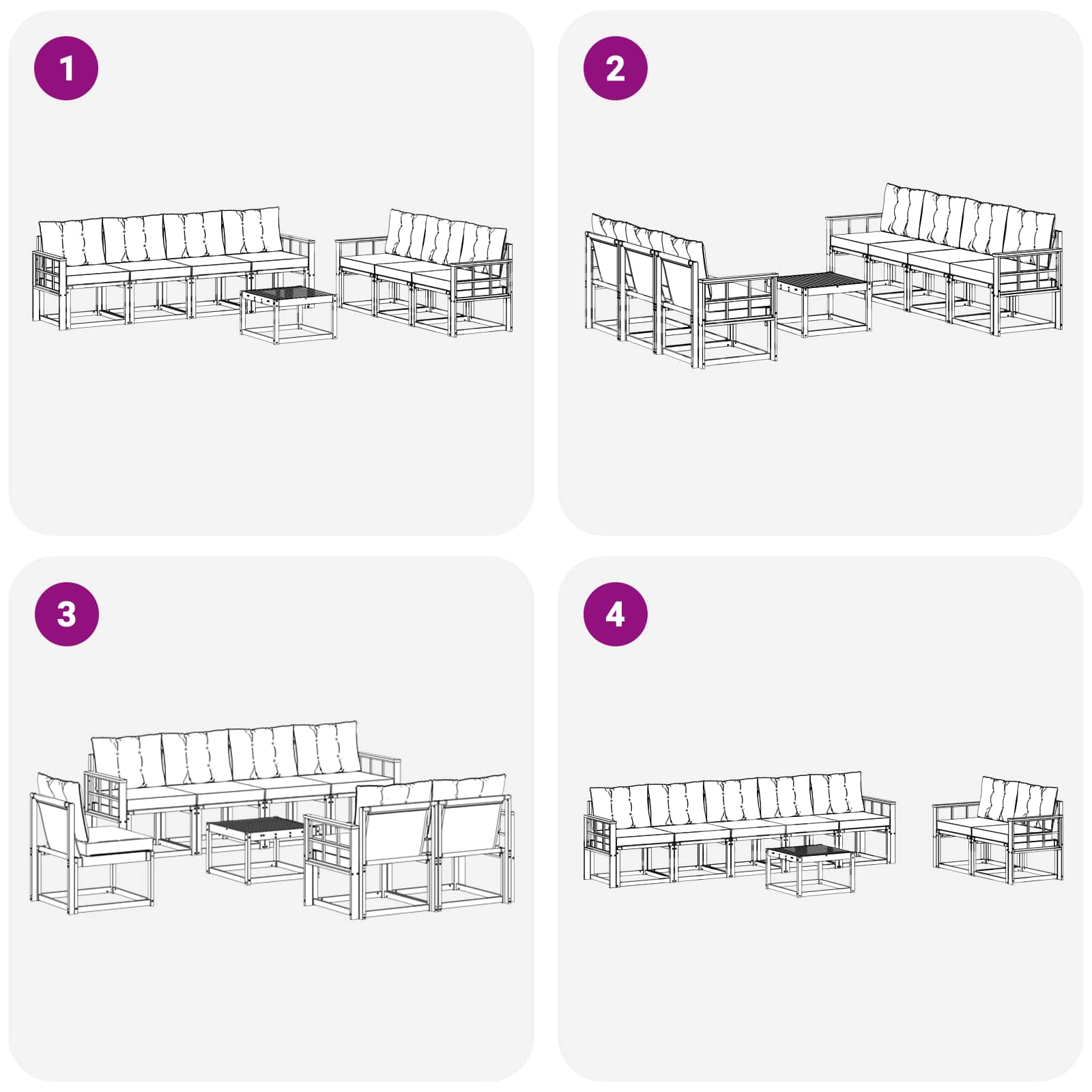 Set vanjskih sofa s jastukom 8 pcs Bijela i svjetlosiva