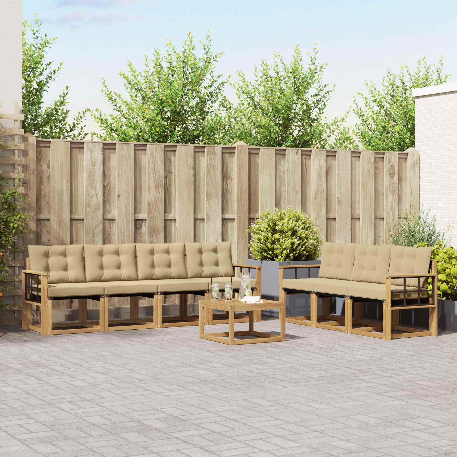 Set vanjskih sofa s jastukom 8 pcs Bijela i bež