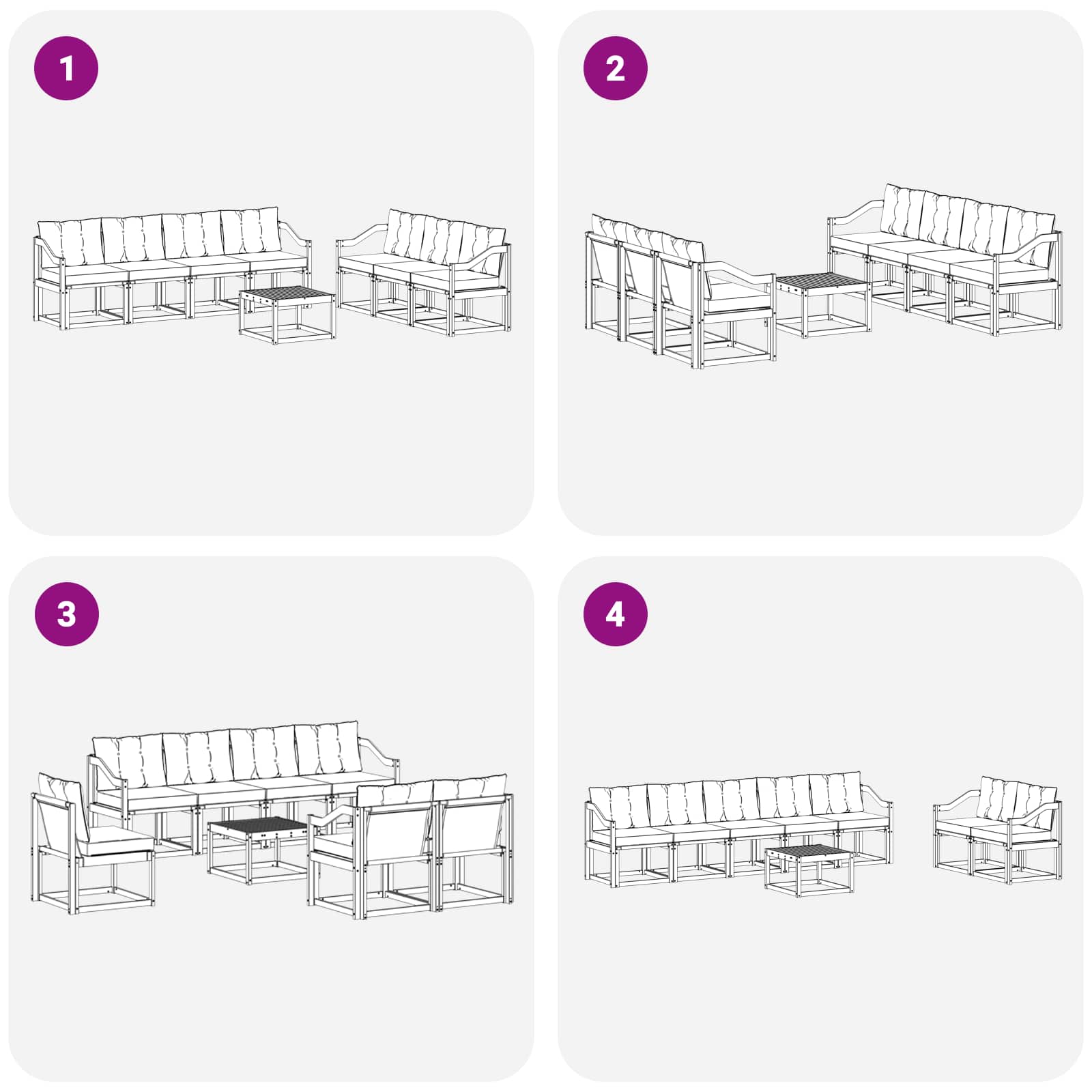Set vanjskih sofa s jastukom 8 pcs Bijela i svjetlosiva