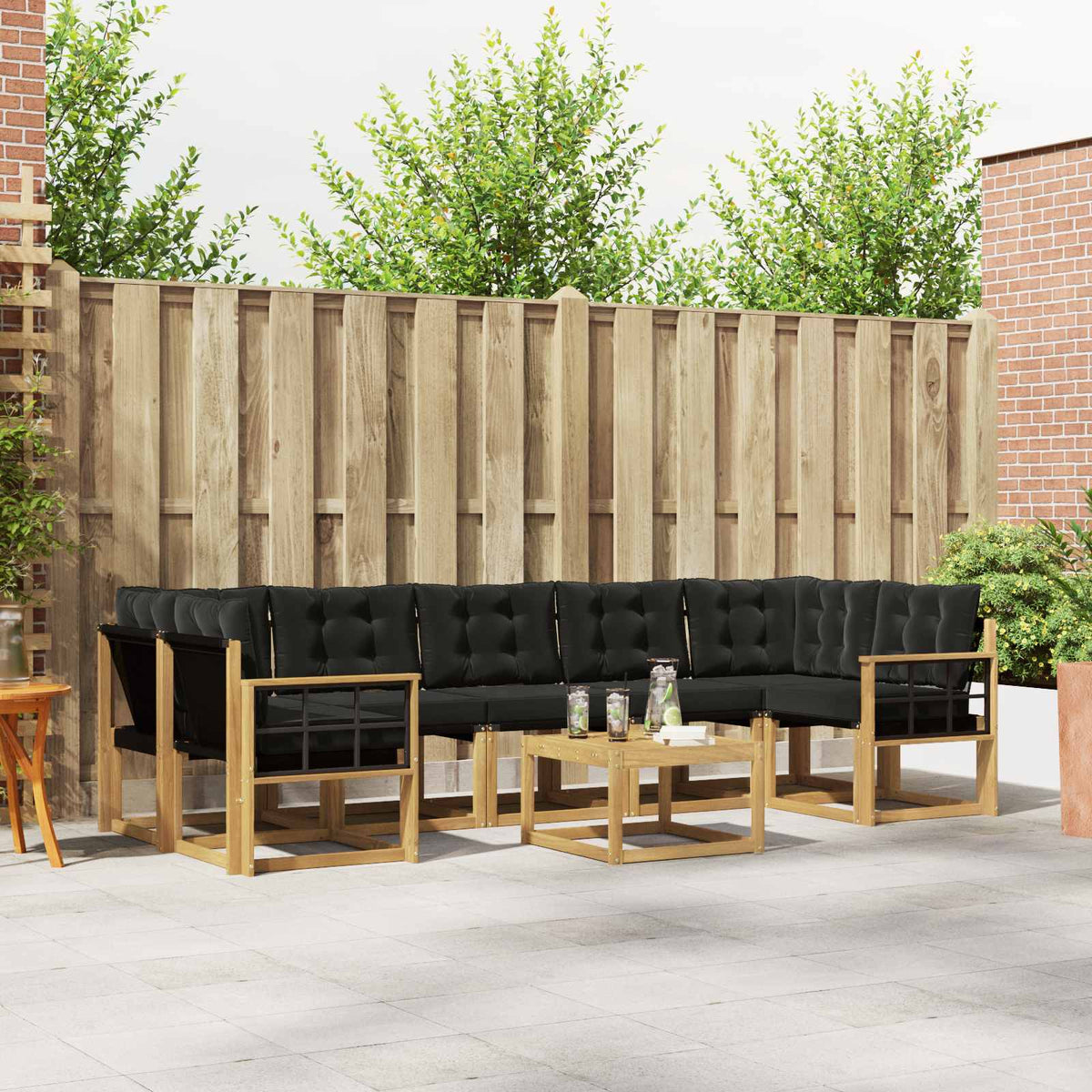 Set vanjskih sofa 8 kom. Bijela i crna