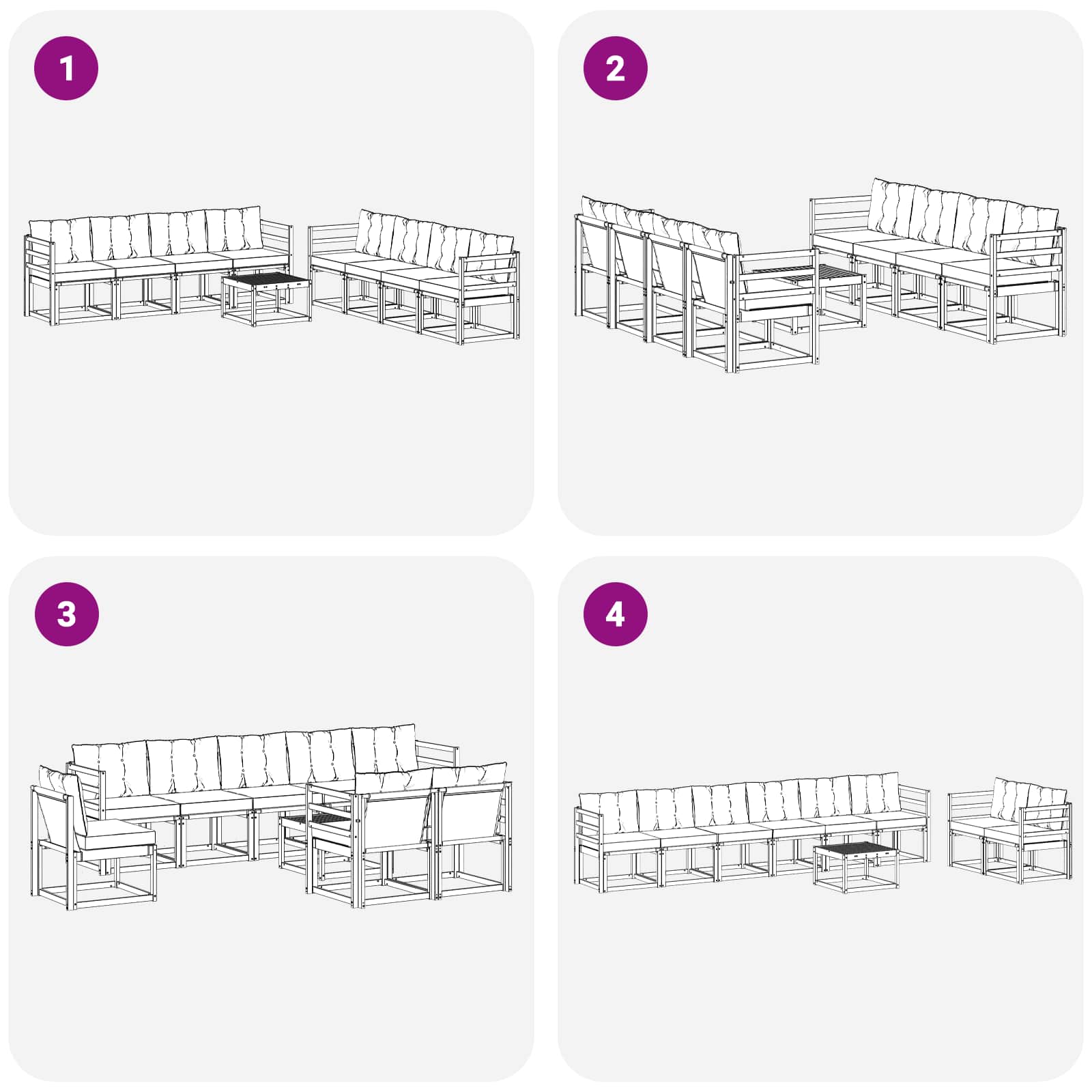 Set vanjskih sofa s jastukom 9 pcs Bijela i svjetlosiva