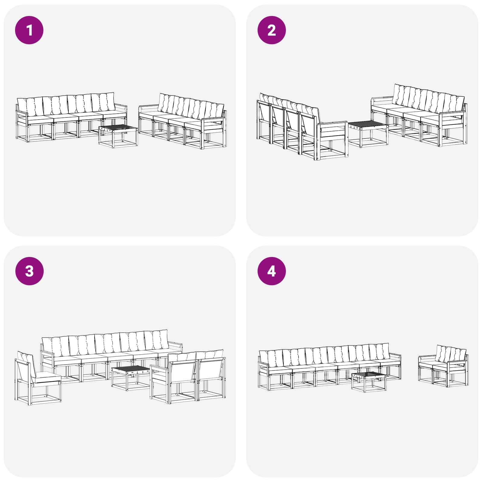 Set vanjskih sofa s jastukom 9 pcs Bijela i bež