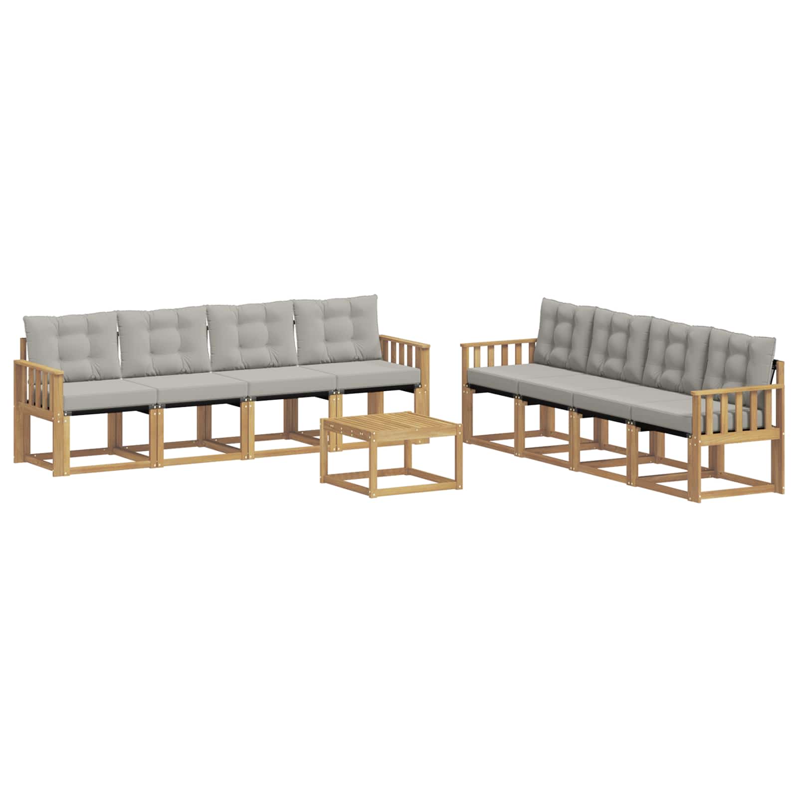Set vanjskih sofa s jastukom 9 pcs Bijela i svjetlosiva