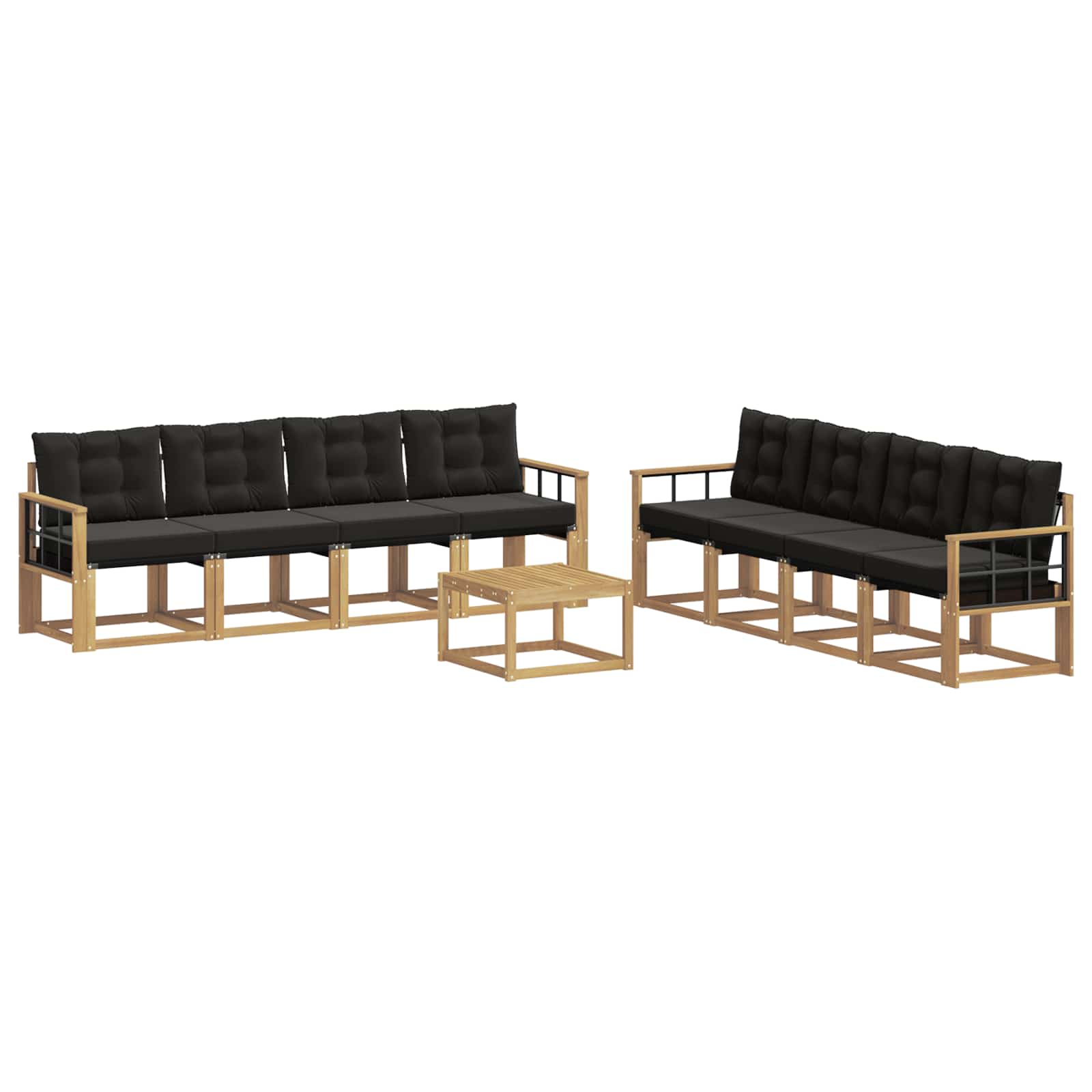 Set vanjskih sofa s jastukom 9 pcs Bijela i crna