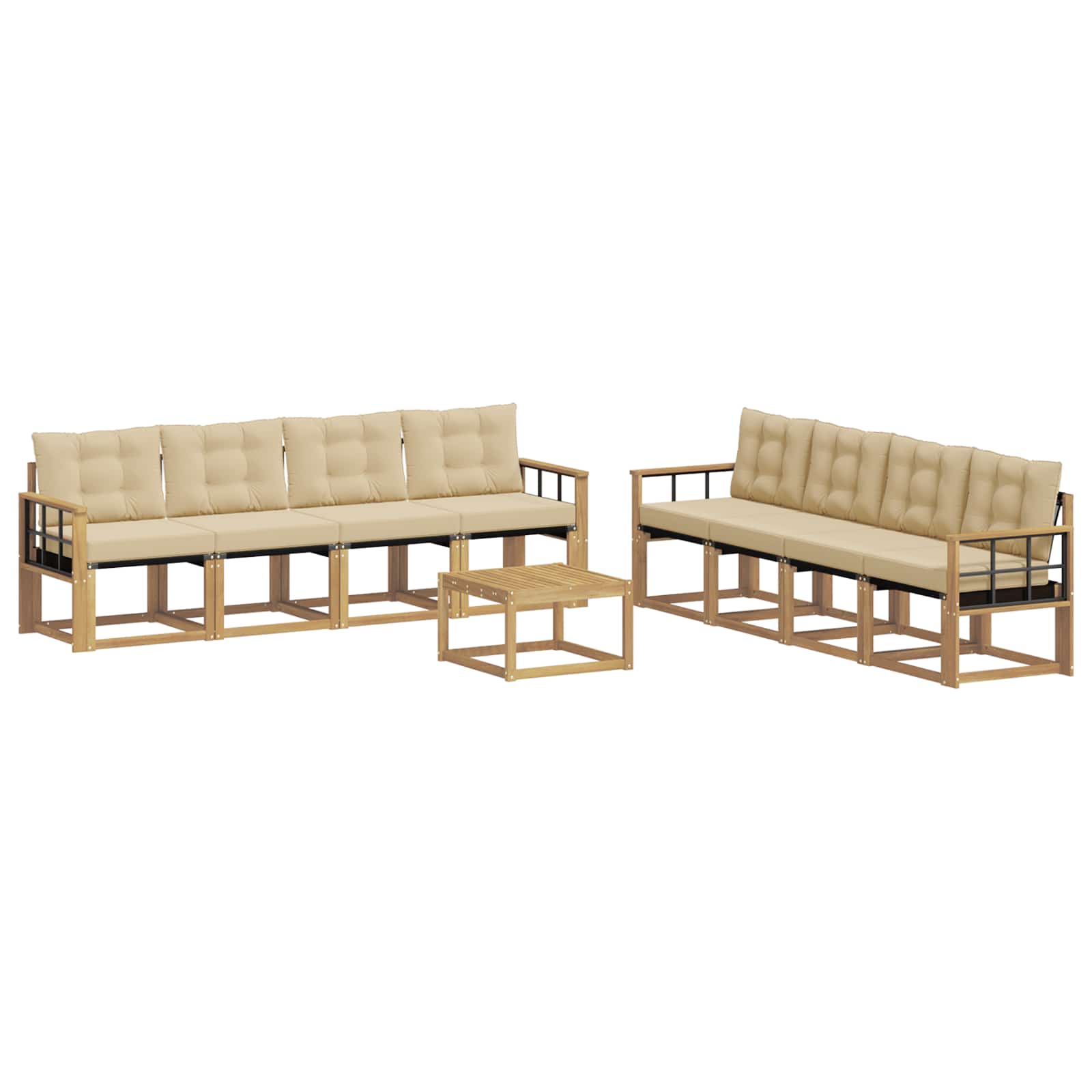Set vanjskih sofa s jastukom 9 pcs Bijela i bež