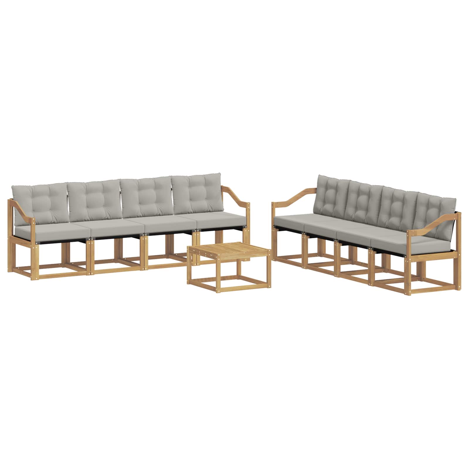 Set vanjskih sofa s jastukom 9 pcs Bijela i svjetlosiva