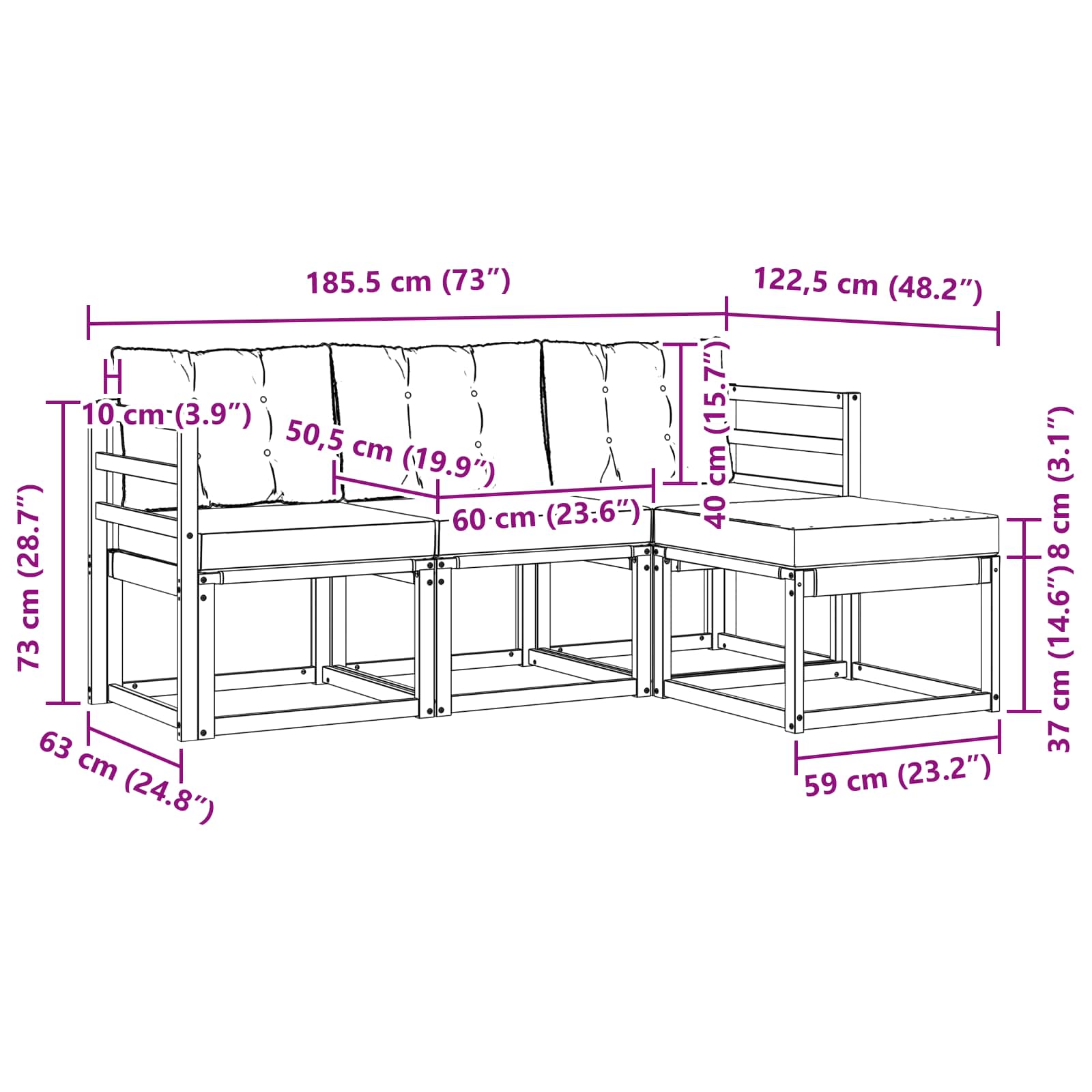 Set vanjskih sofa s jastukom 4 pcs Bijela i svjetlosiva