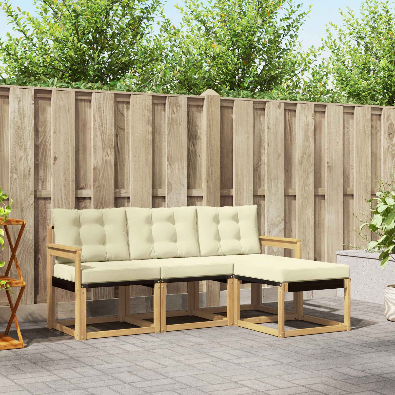 Set vanjskih sofa s jastukom 4 pcs Bijela i krem