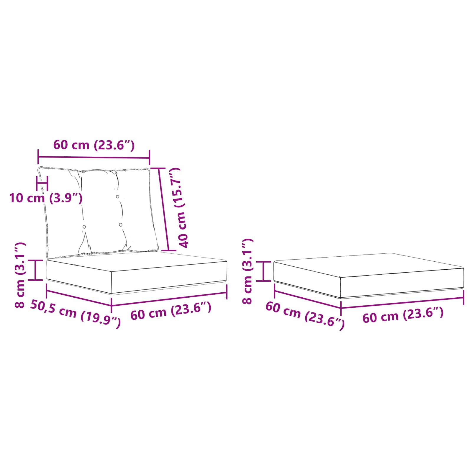 Set vanjskih sofa s jastukom 4 pcs Bijela i svjetlosiva
