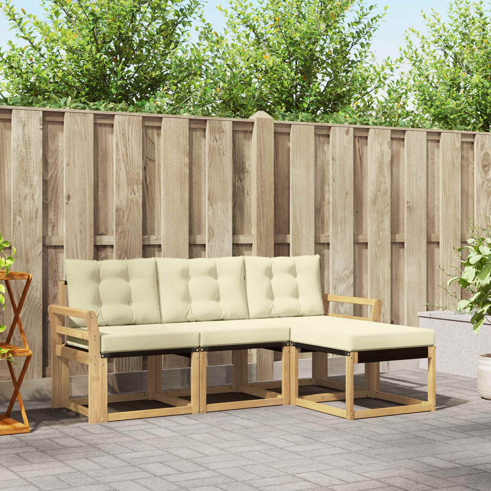 Set vanjskih sofa s jastukom 4 pcs Bijela i krem