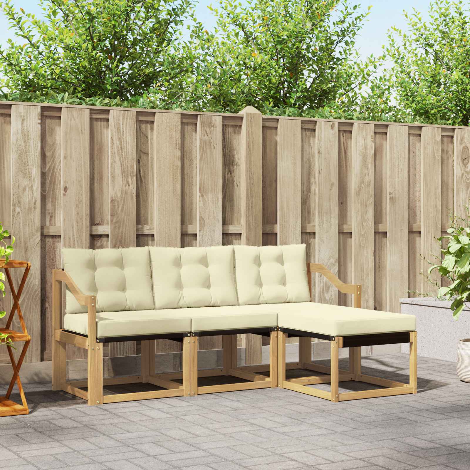 Set vanjskih sofa s jastukom 4 pcs Bijela i krem