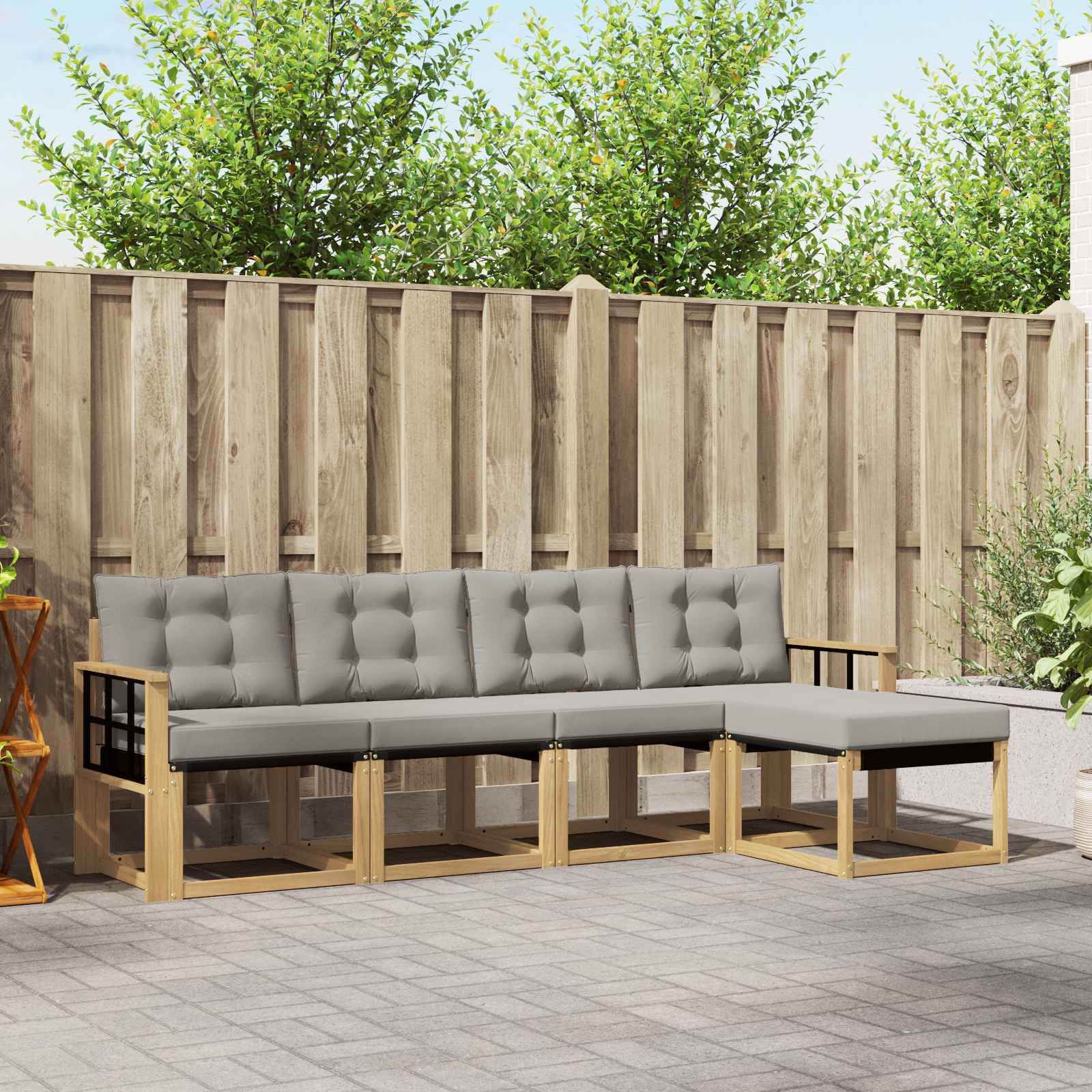 Set vanjskih sofa 5 pcs Bijela i svjetlosiva