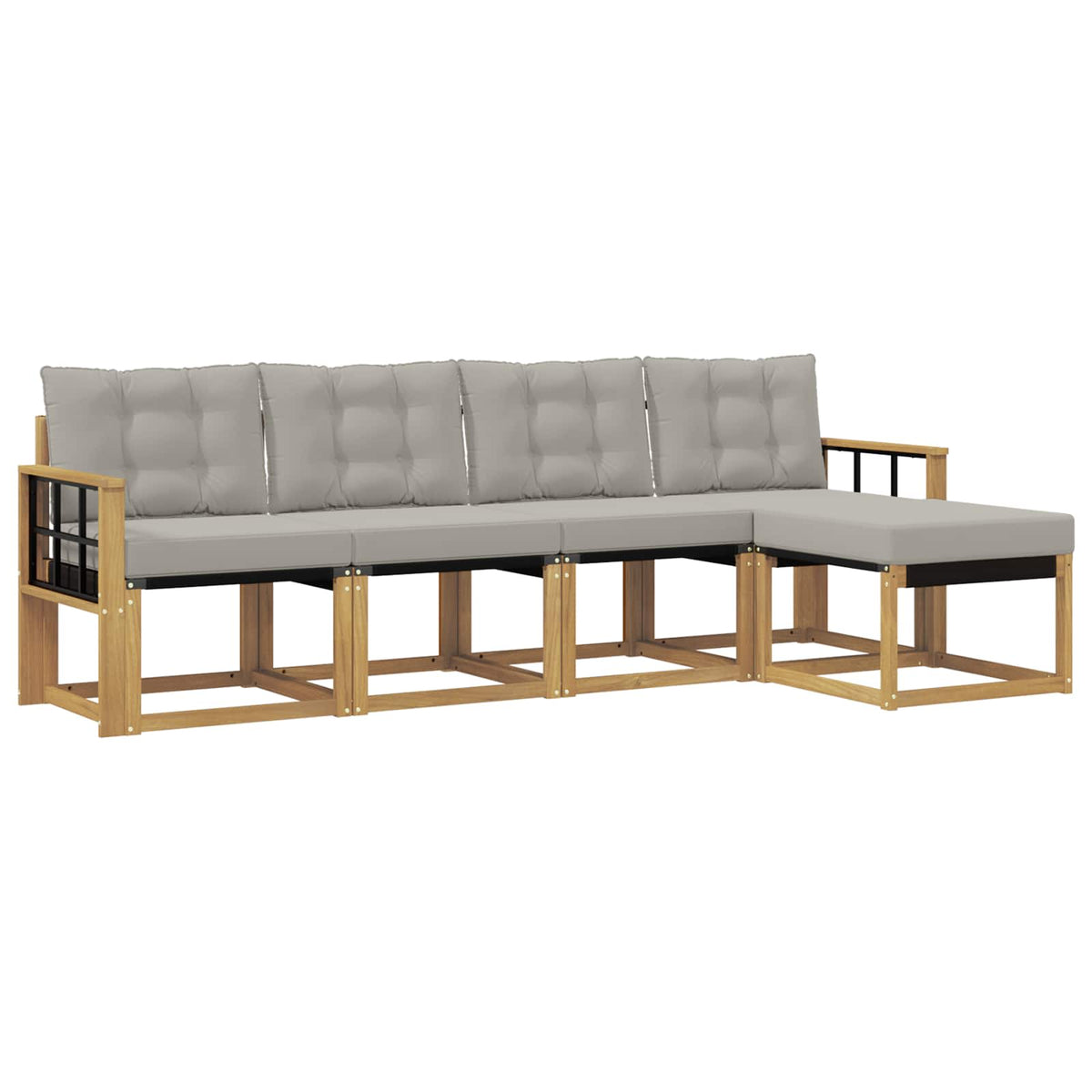 Set vanjskih sofa 5 kom. Bijela i svjetlosiva Smeđa 249 x 122,5 x 73 cm