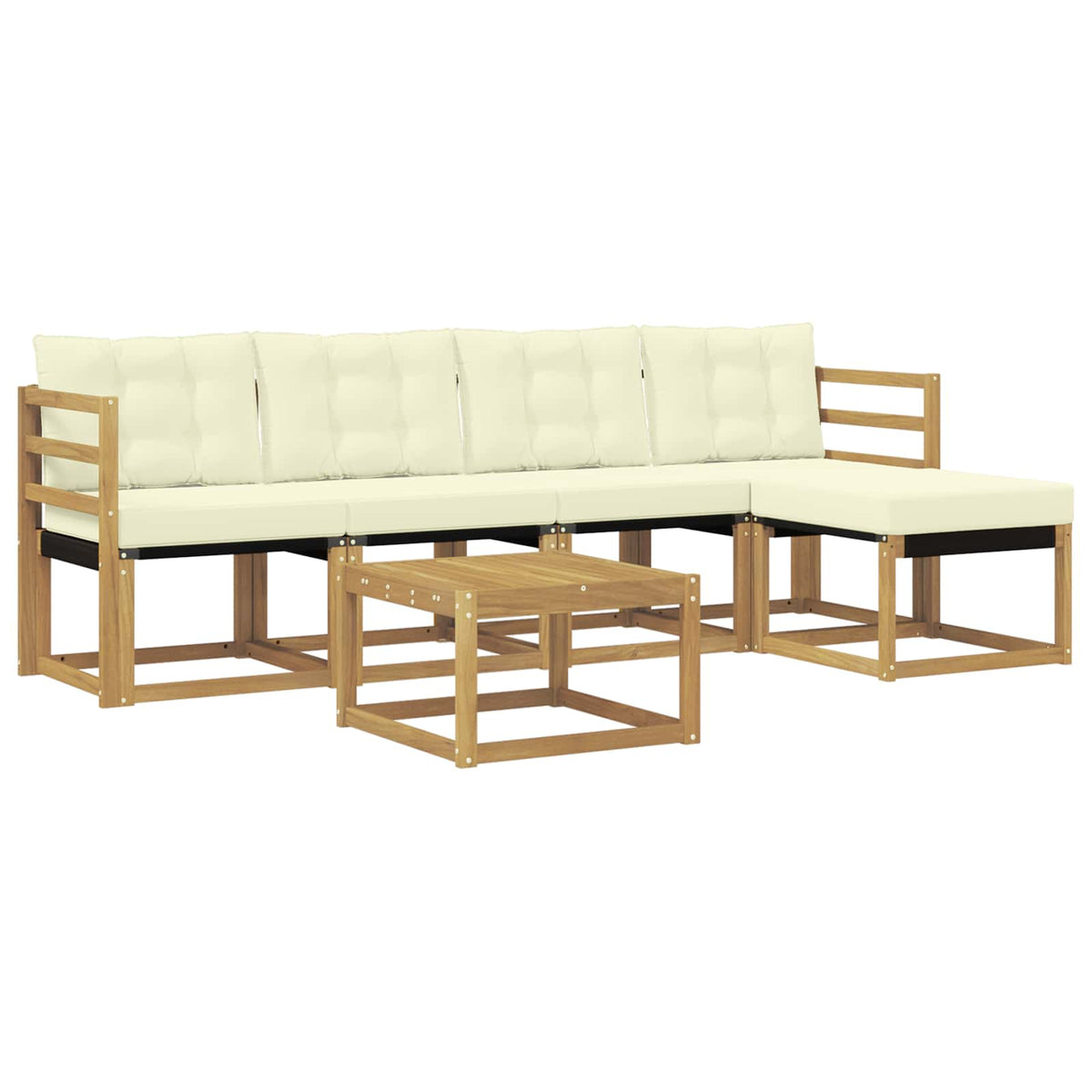 Set vanjskih sofa 6 kom. Bijela i krem Smeđa 59 x 59 x 37 cm
