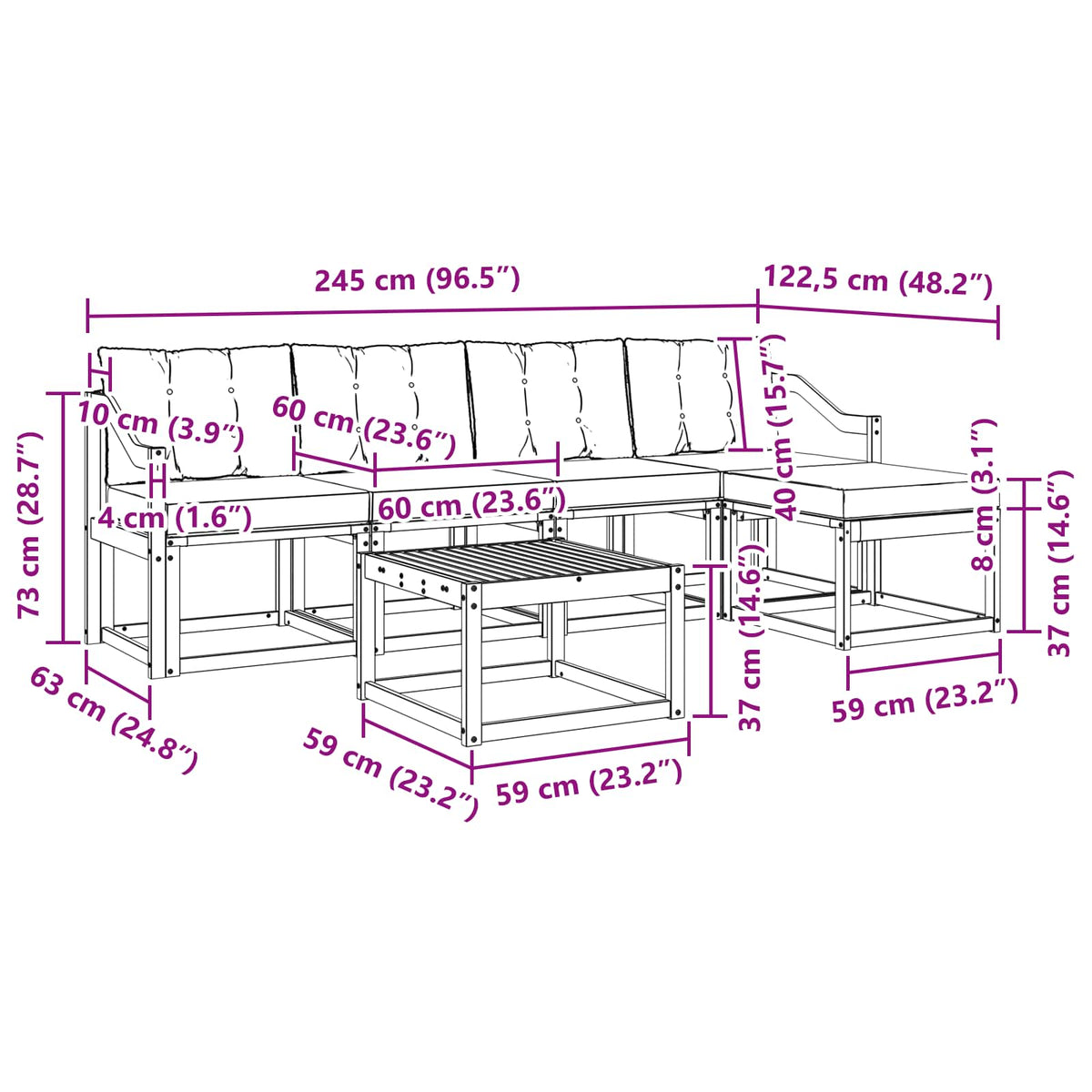 Set vanjskih sofa 6 kom. Bijela i svjetlosiva