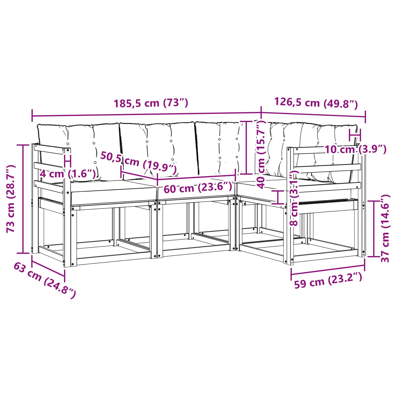 Set vanjskih sofa s jastukom 4 pcs Bijela i krem