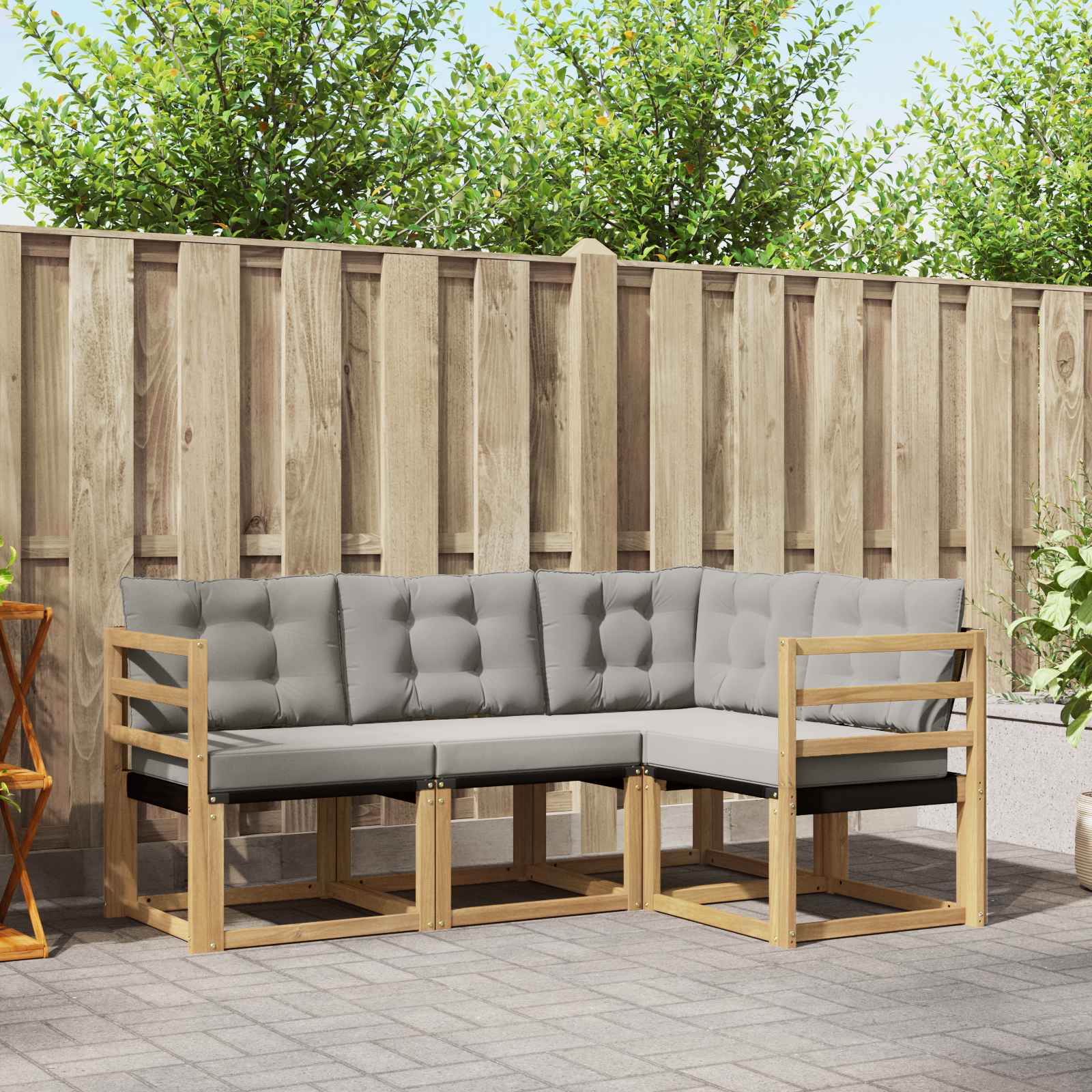 Set vanjskih sofa s jastukom 4 pcs Bijela i svjetlosiva