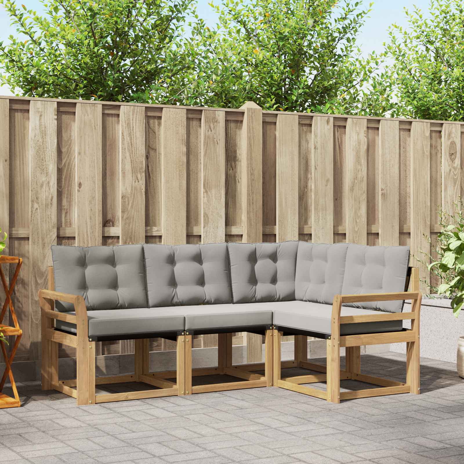Set vanjskih sofa s jastukom 4 pcs Bijela i svjetlosiva