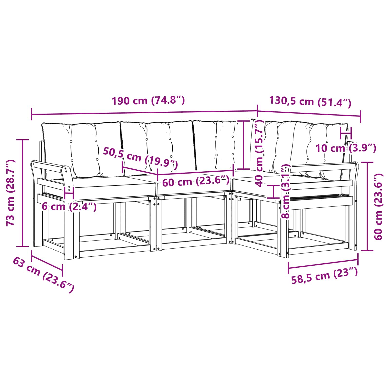 Set vanjskih sofa s jastukom 4 pcs Bijela i svjetlosiva