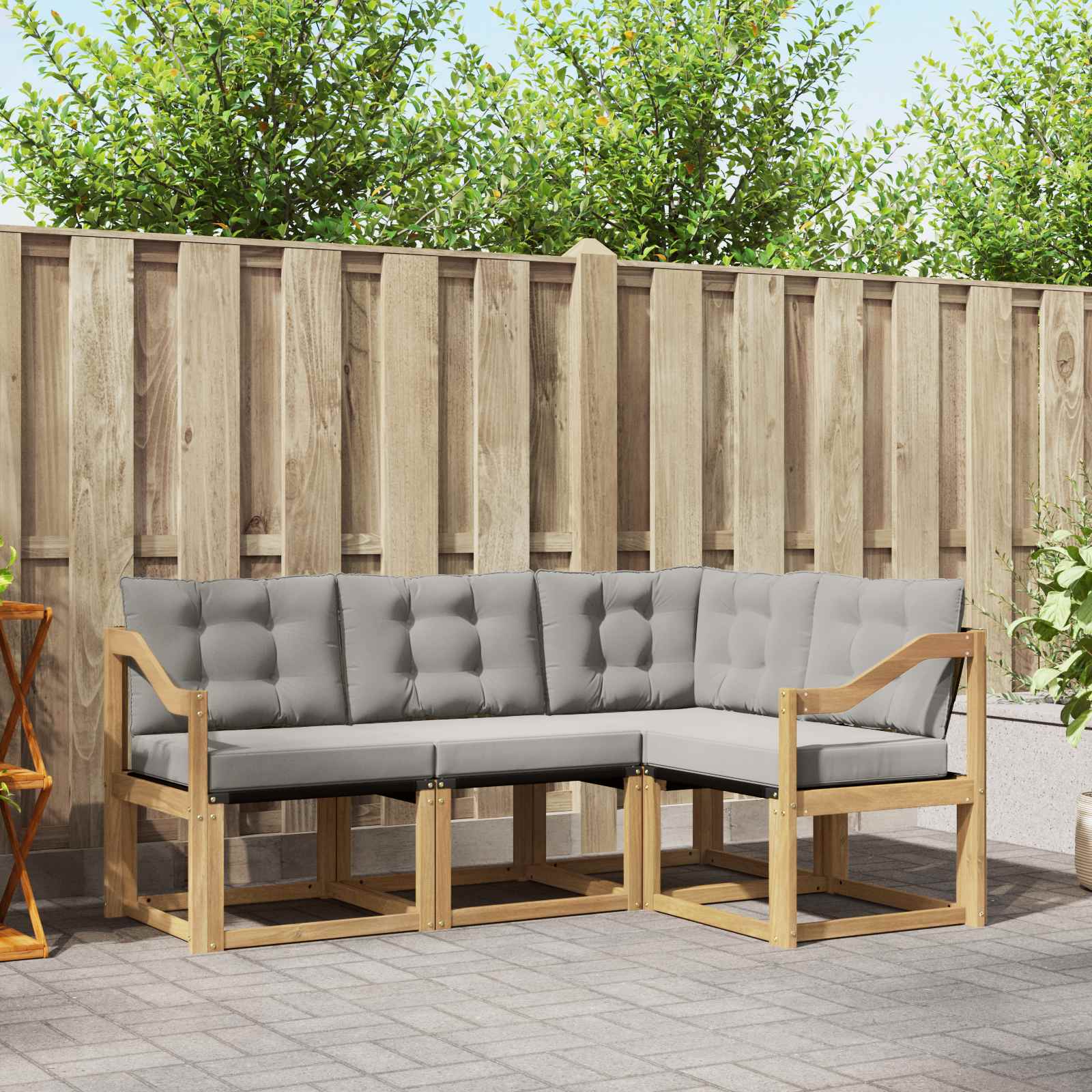 Set vanjskih sofa s jastukom 4 pcs Bijela i svjetlosiva