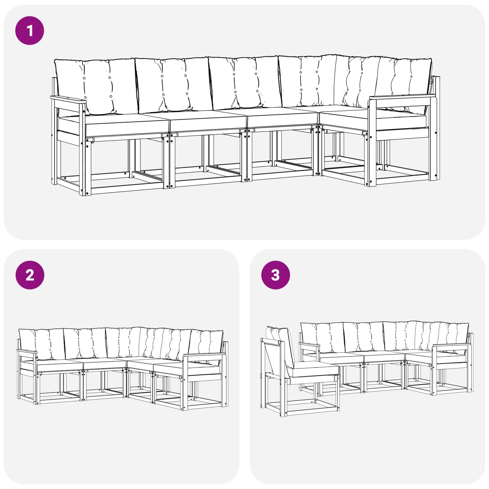 Set vanjskih sofa 5 kom. Bijela i crna