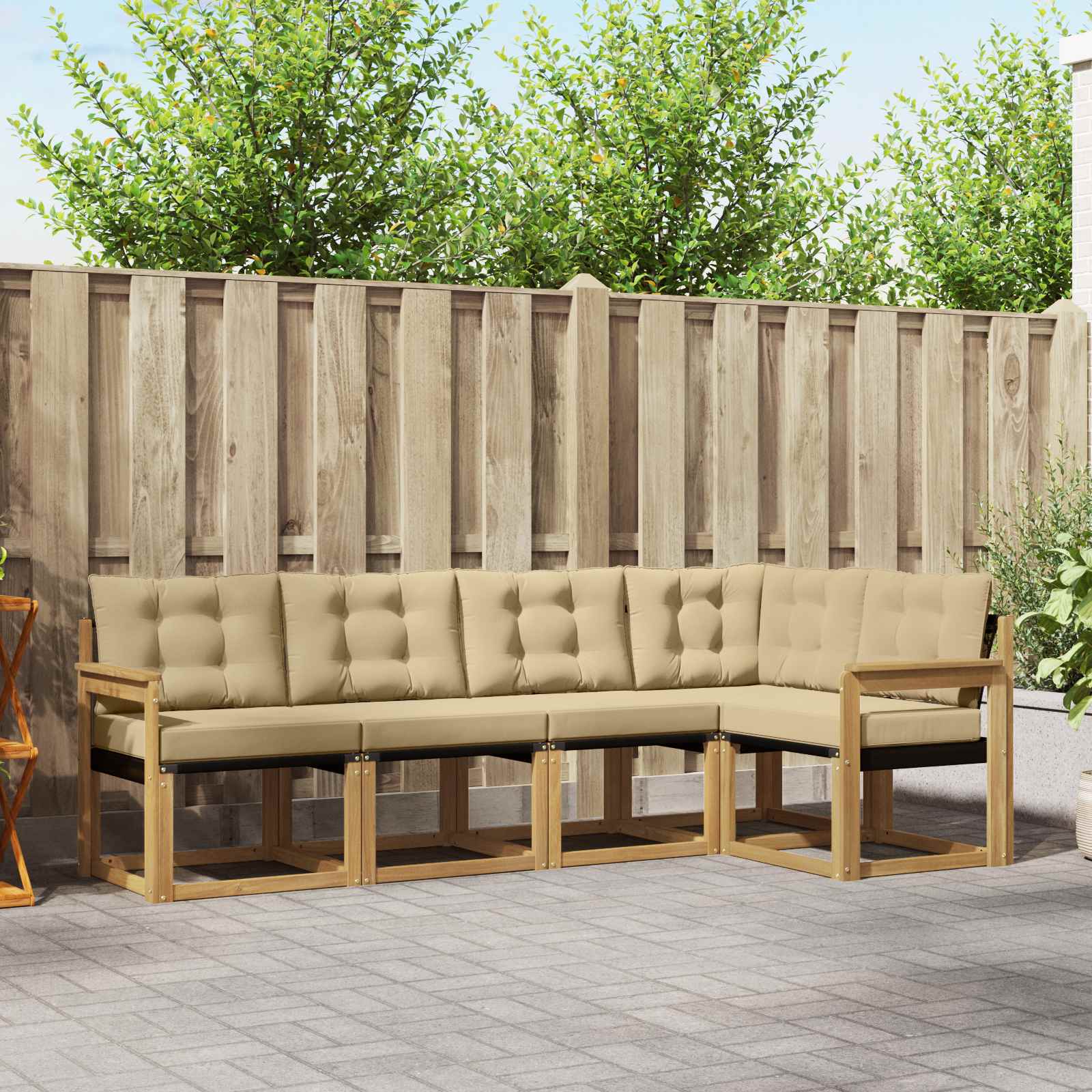 Set vanjskih sofa 5 pcs Čvrsto drvo akacije i Textilene