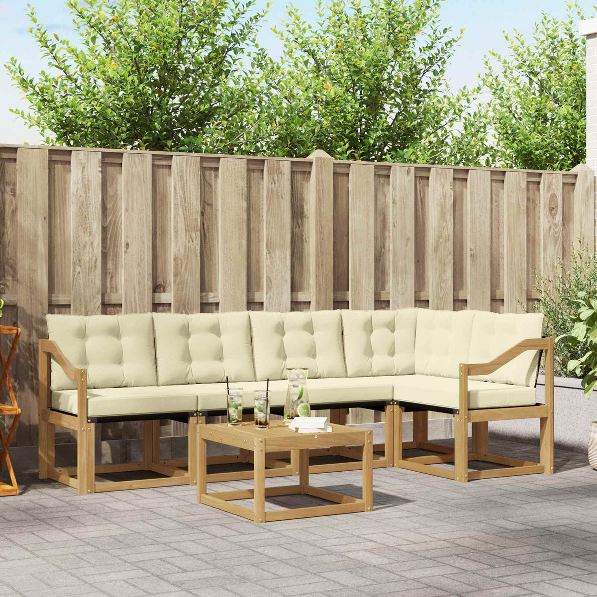 Set vanjskih sofa 6 kom. Bijela i krem