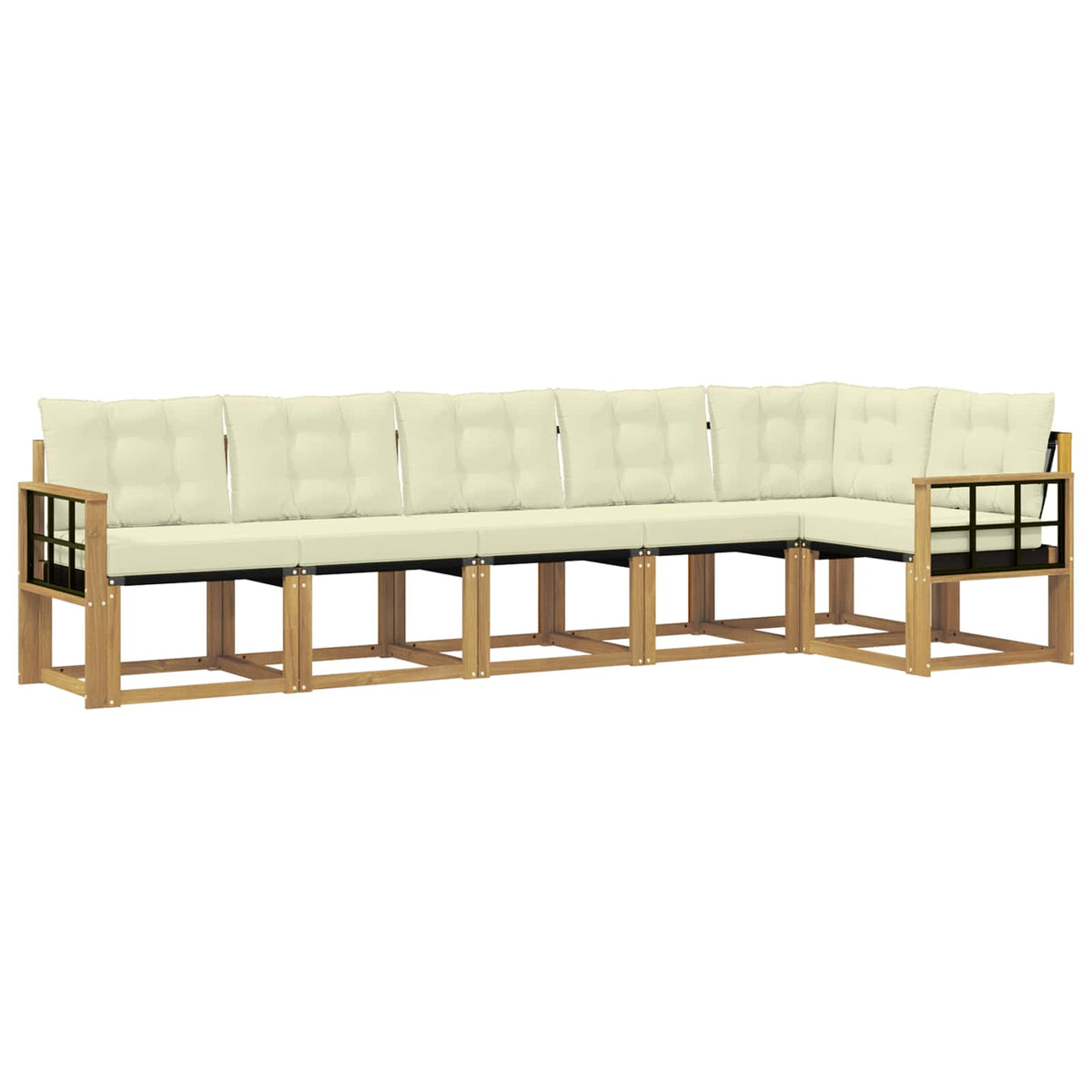 Set vanjskih sofa 6 kom. Bijela i krem Smeđa 306 x 128,5 x 73 cm