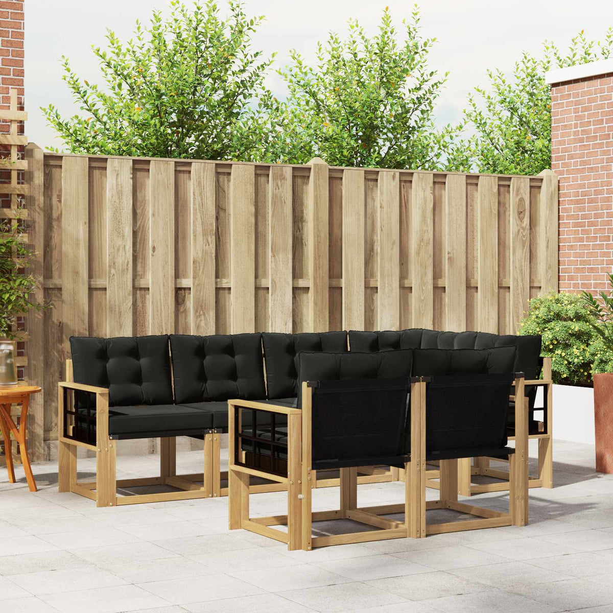 Set vanjskih sofa 7 kom. Bijela i crna Smeđa 247 x 128,5 x 73 cm