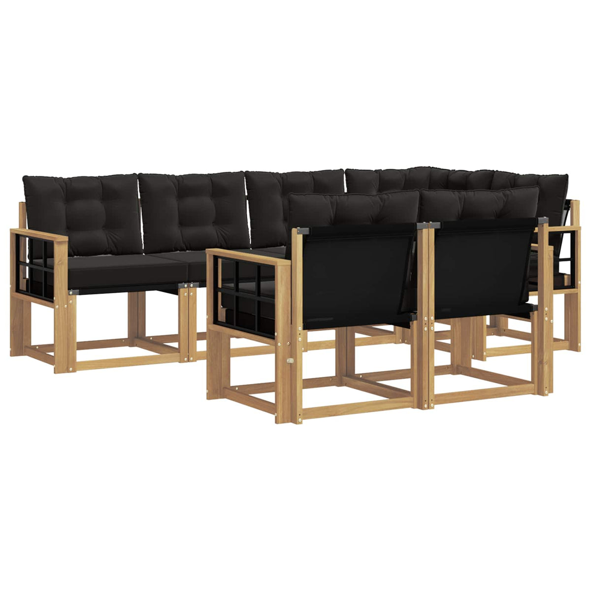 Set vanjskih sofa 7 kom. Bijela i crna Smeđa 247 x 128,5 x 73 cm