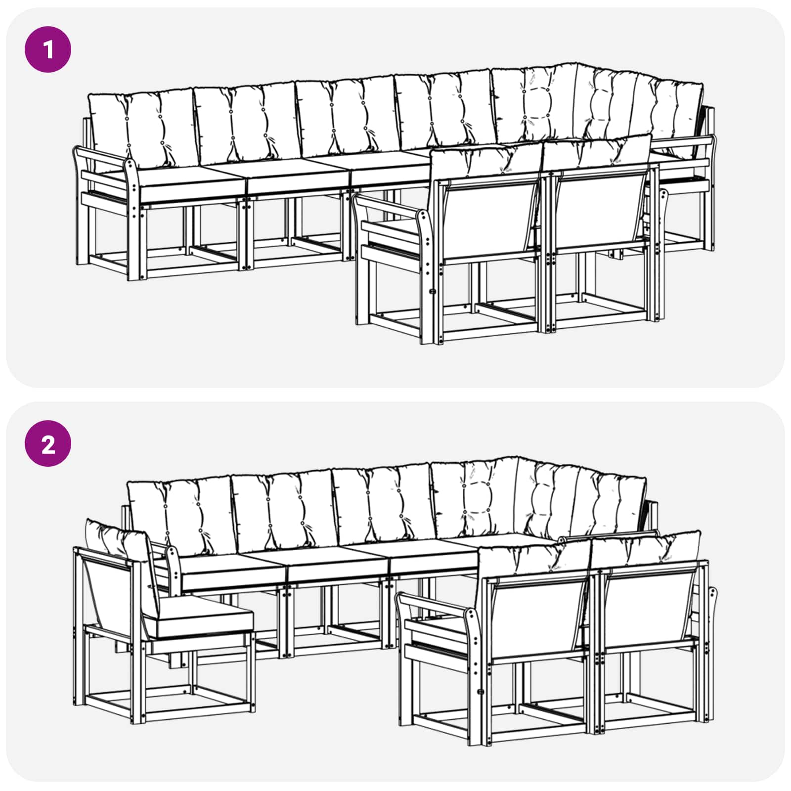 Set vanjskih sofa s jastukom 8 pcs Bijela i svjetlosiva
