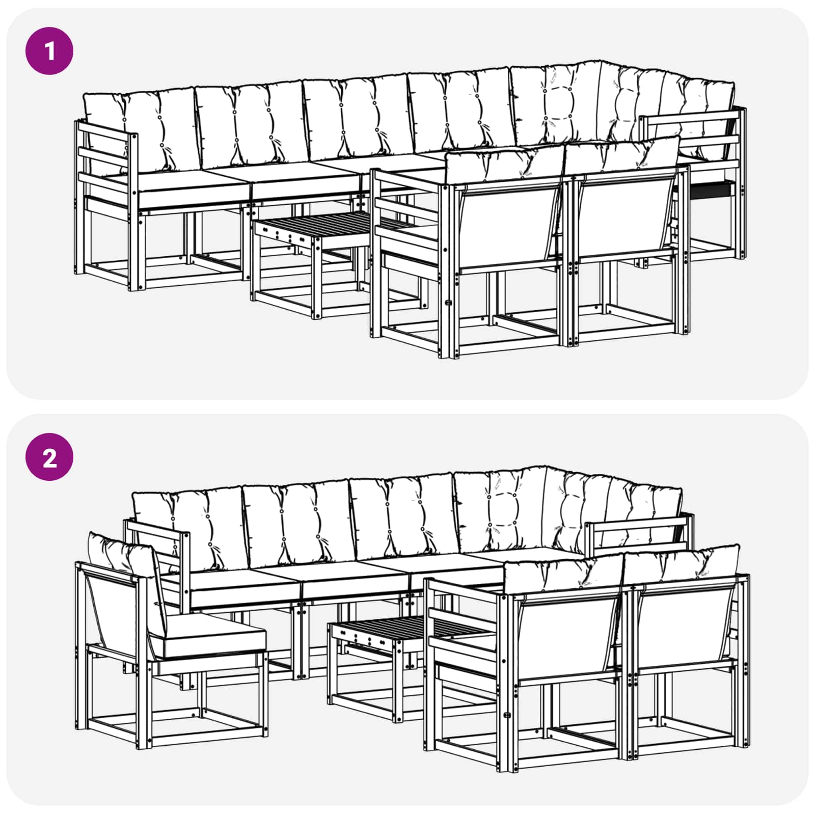 Set vanjskih sofa s jastukom 9 pcs Bijela i bež
