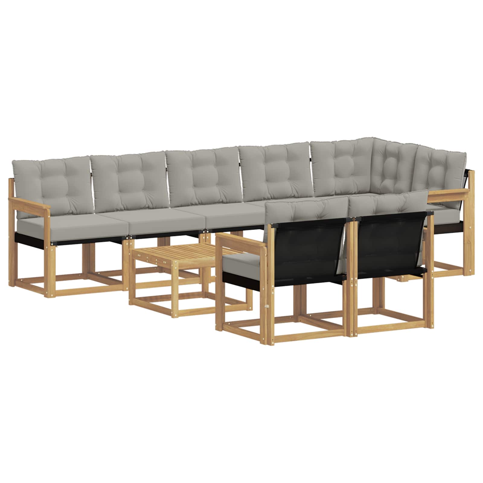 Set vanjskih sofa s jastukom 9 pcs Bijela i svjetlosiva