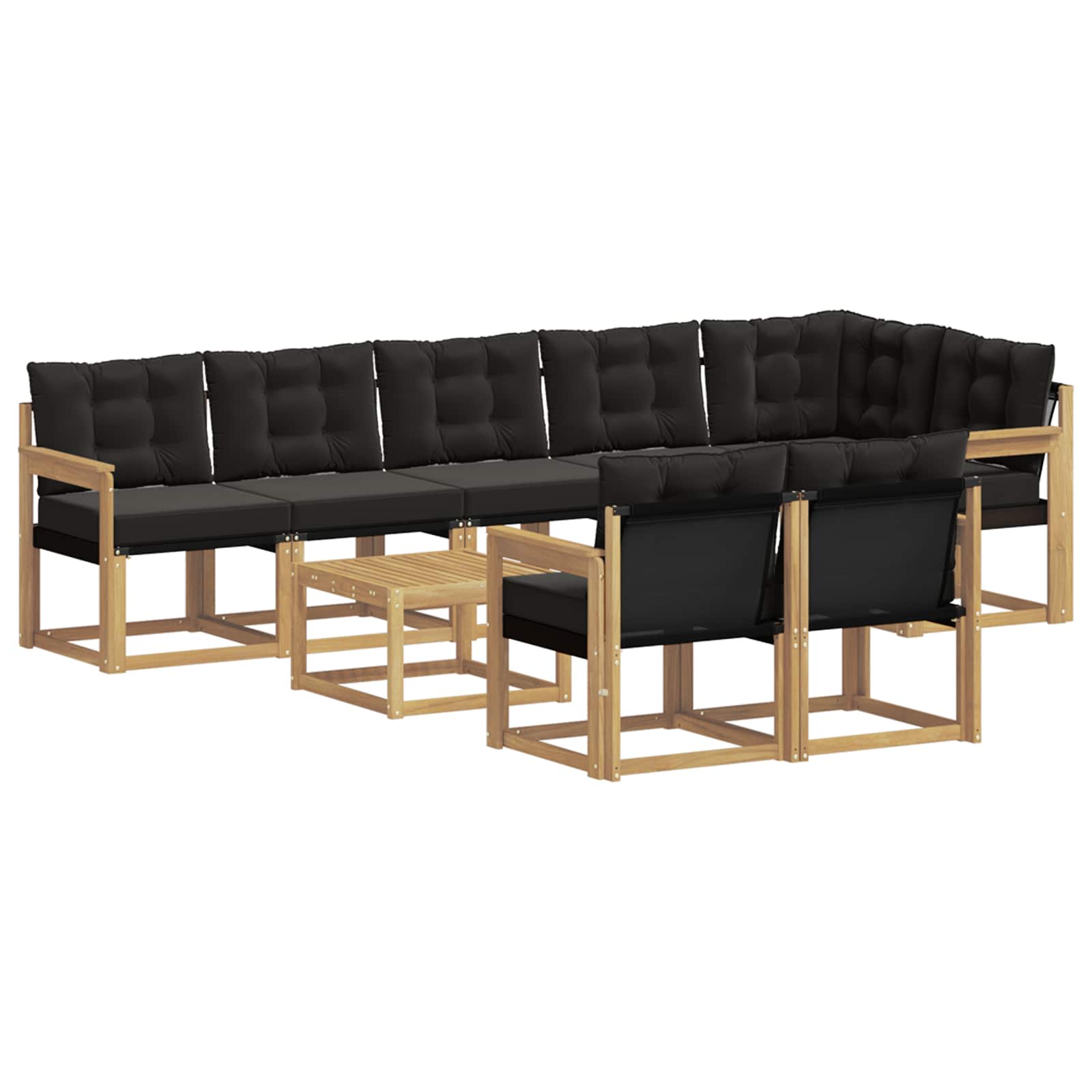 Set vanjskih sofa s jastukom 9 pcs Bijela i crna