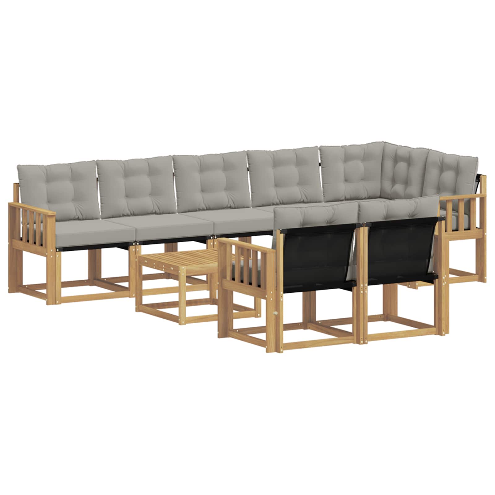 Set vanjskih sofa s jastukom 9 pcs Bijela i svjetlosiva