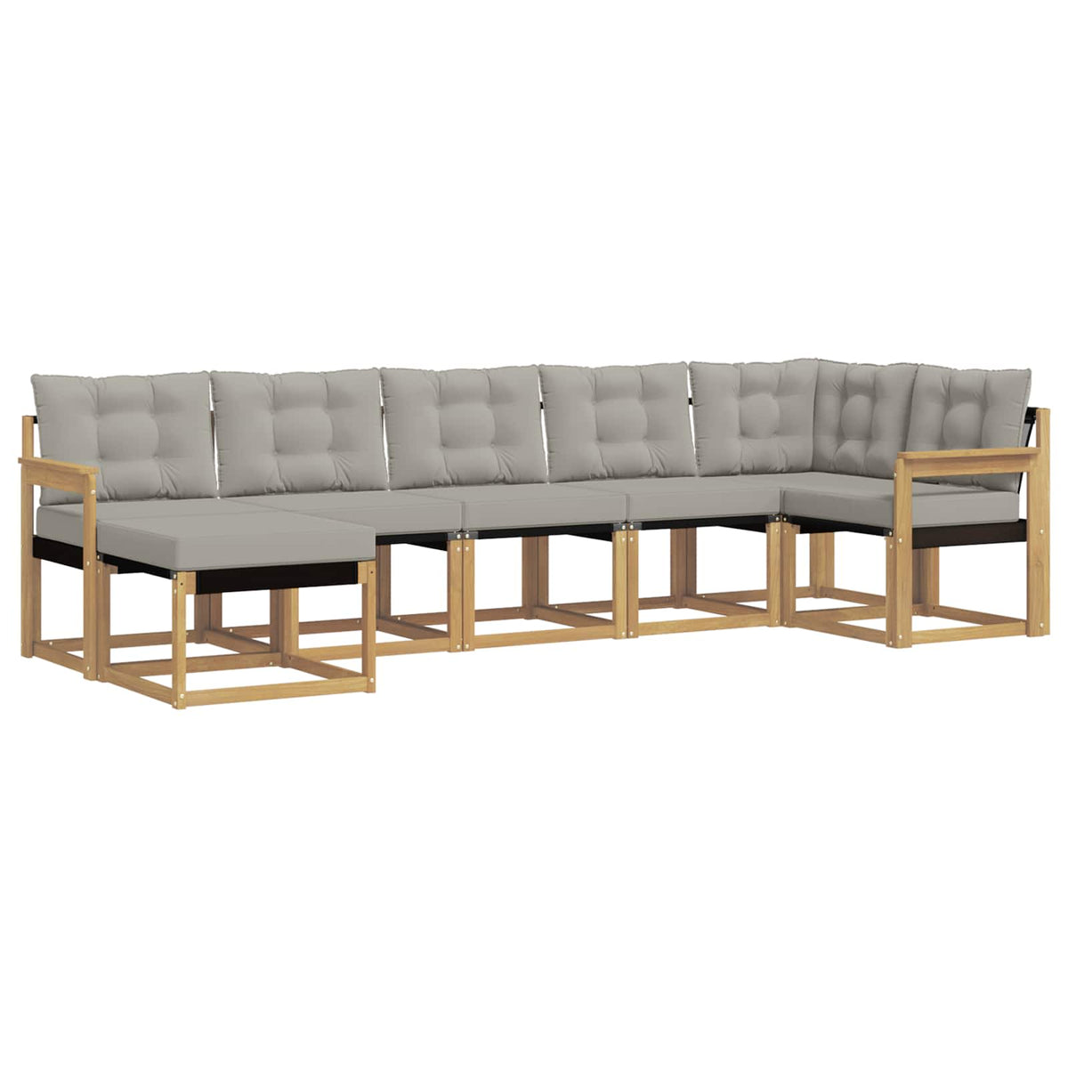 Set vanjskih sofa 7 kom. Bijela i svjetlosiva Smeđa 306 x 128,5 x 73 cm