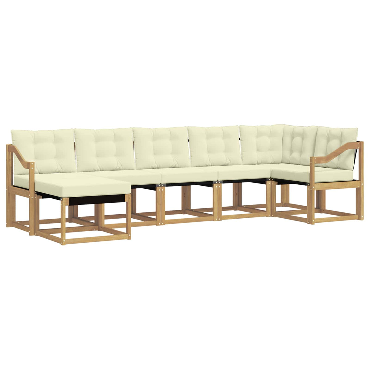 Set vanjskih sofa 7 kom. Bijela i krem Smeđa 304 x 126,5 x 73 cm
