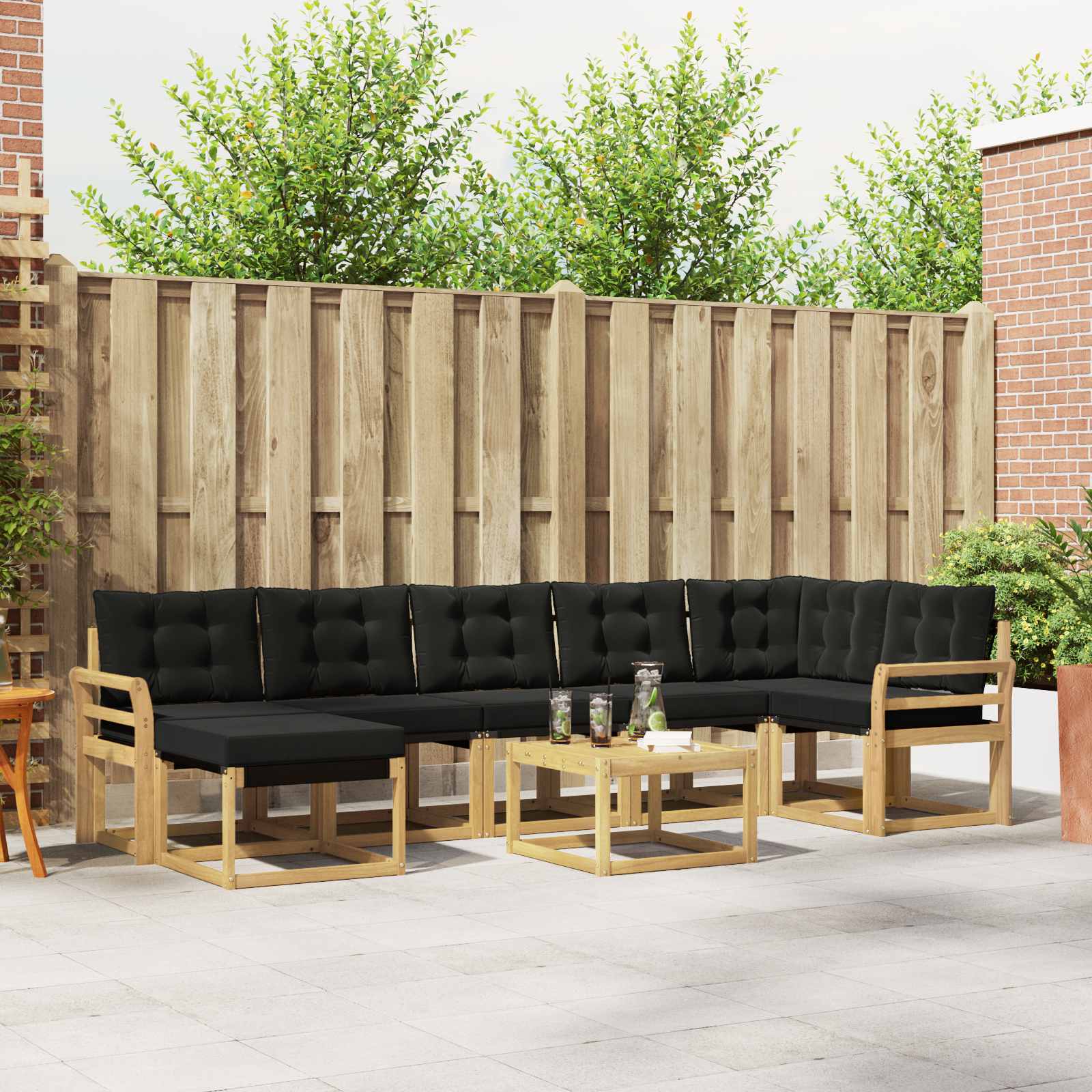 Set vanjskih sofa 8 kom. Bijela i crna