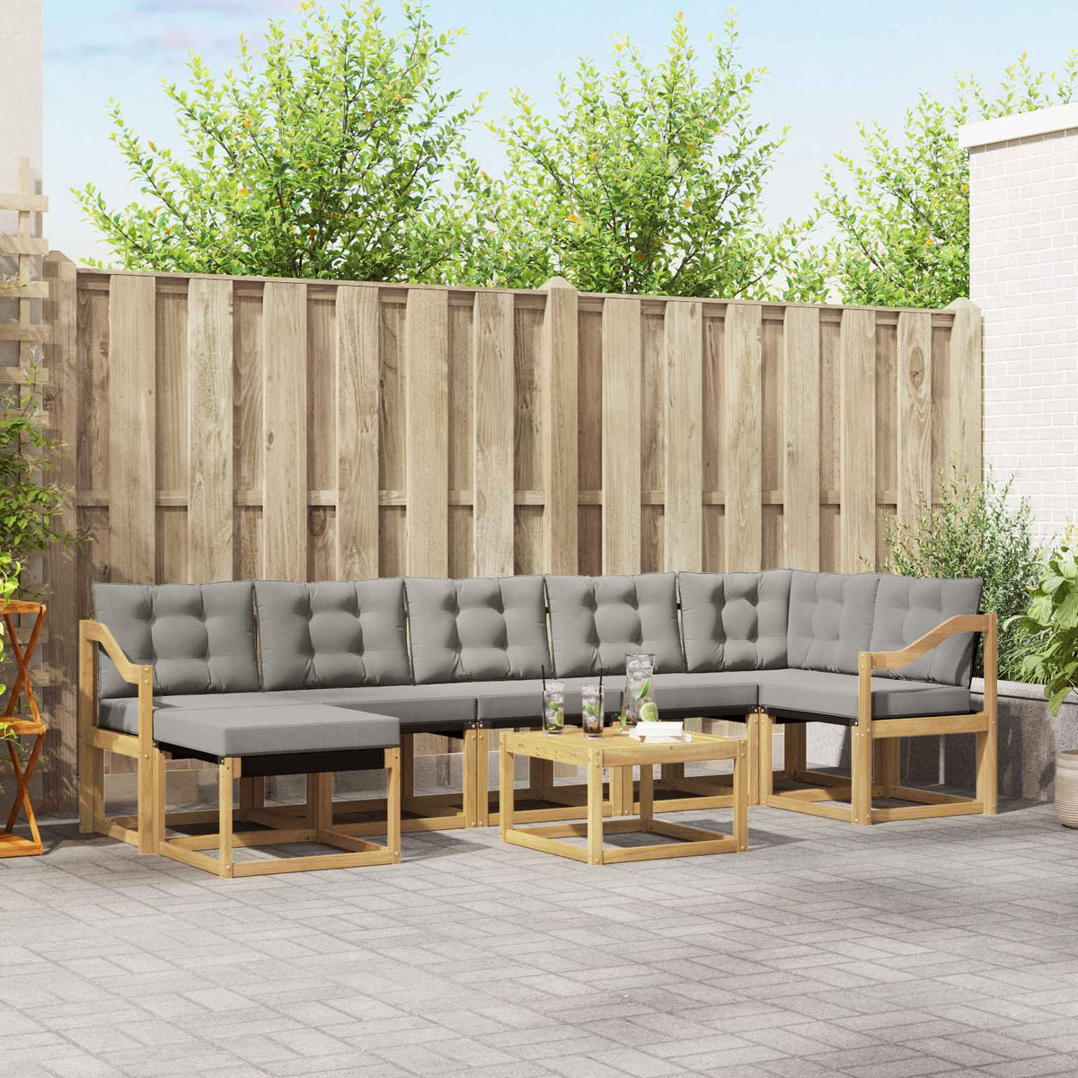 Set vanjskih sofa 8 kom. Bijela i svjetlosiva