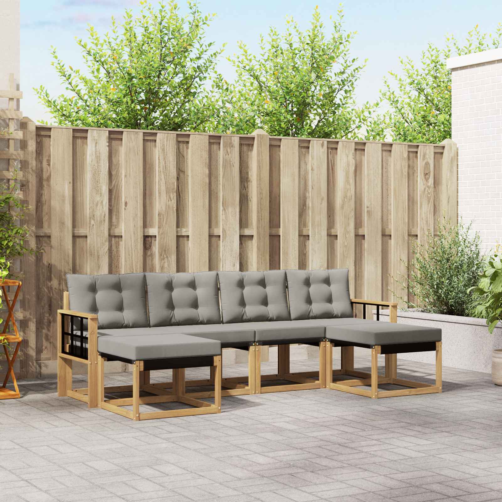 Set vanjskih sofa 6 pcs Bijela i svjetlosiva