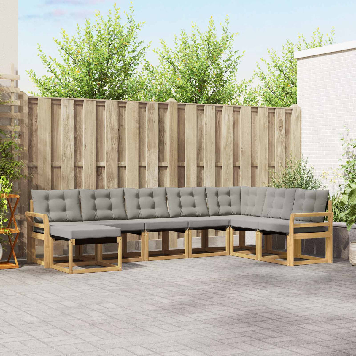 Set vanjskih sofa s jastukom 8 pcs Bijela i svjetlosiva